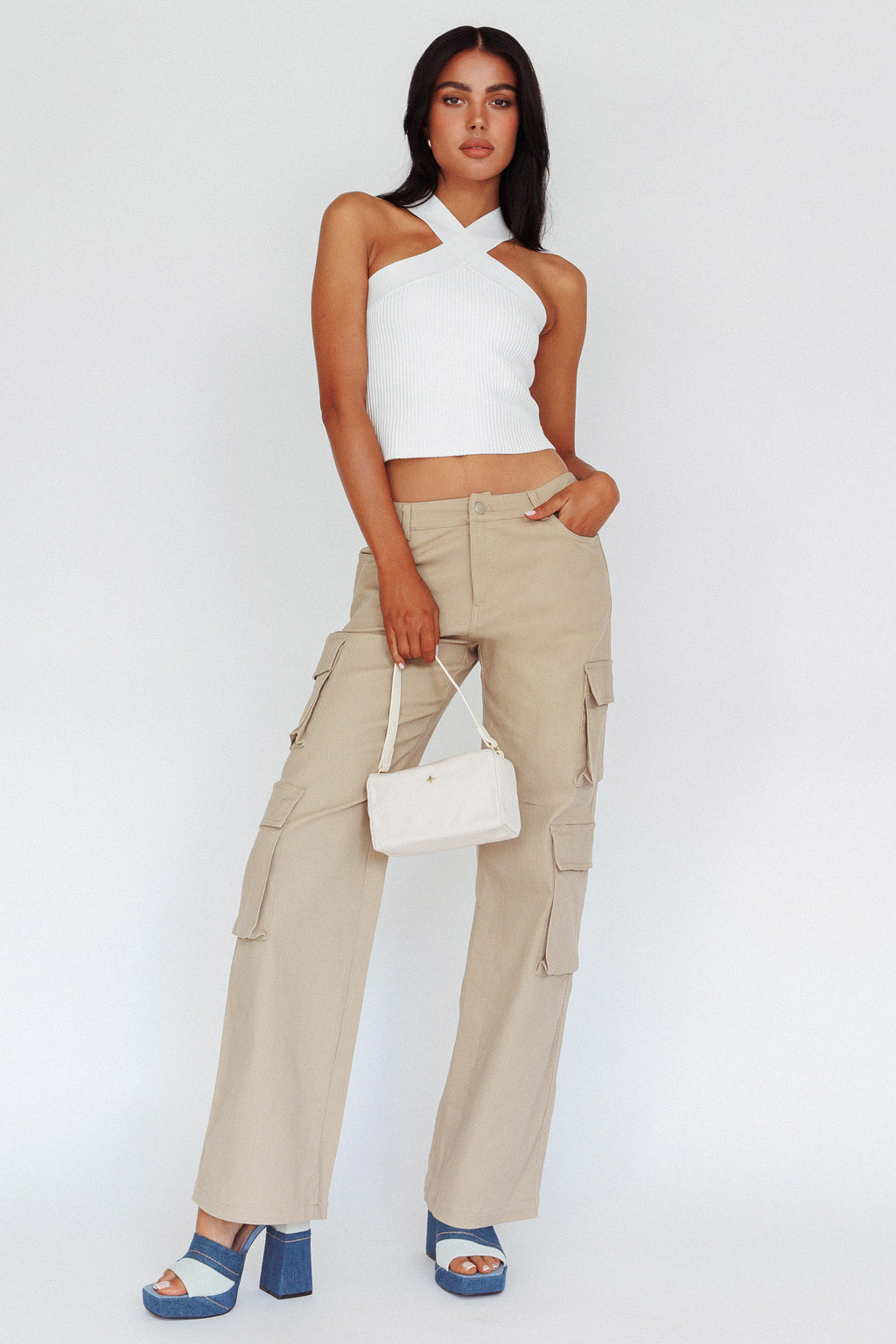 Ulterior Motive Pocket Cargo Pants Taupe by Selfie Leslie