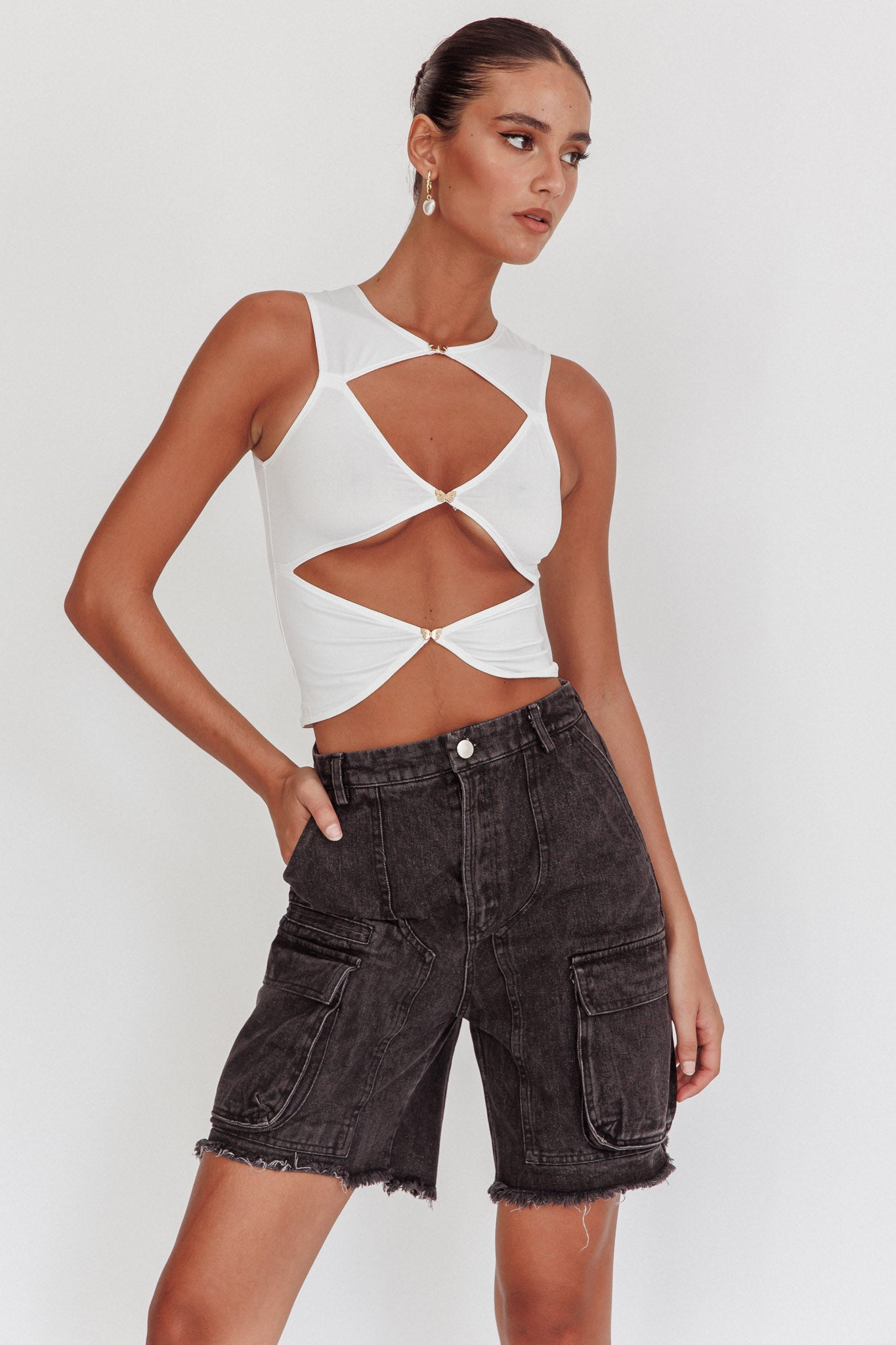 Shop the Tardy Cargo Short Jorts Black