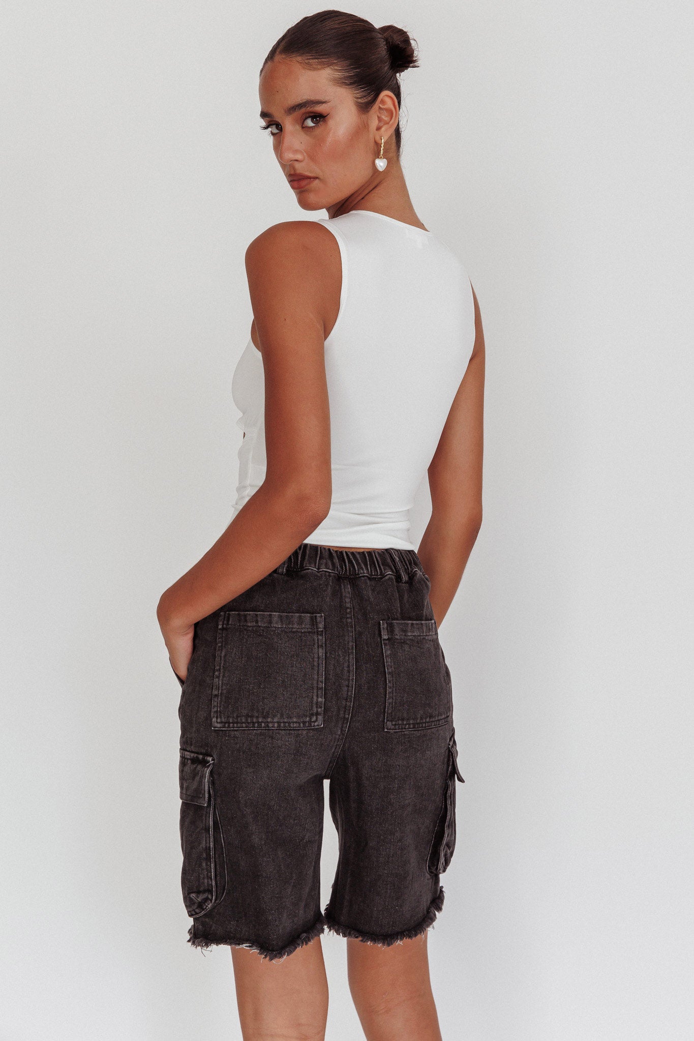 Shop the Tardy Cargo Short Jorts Black