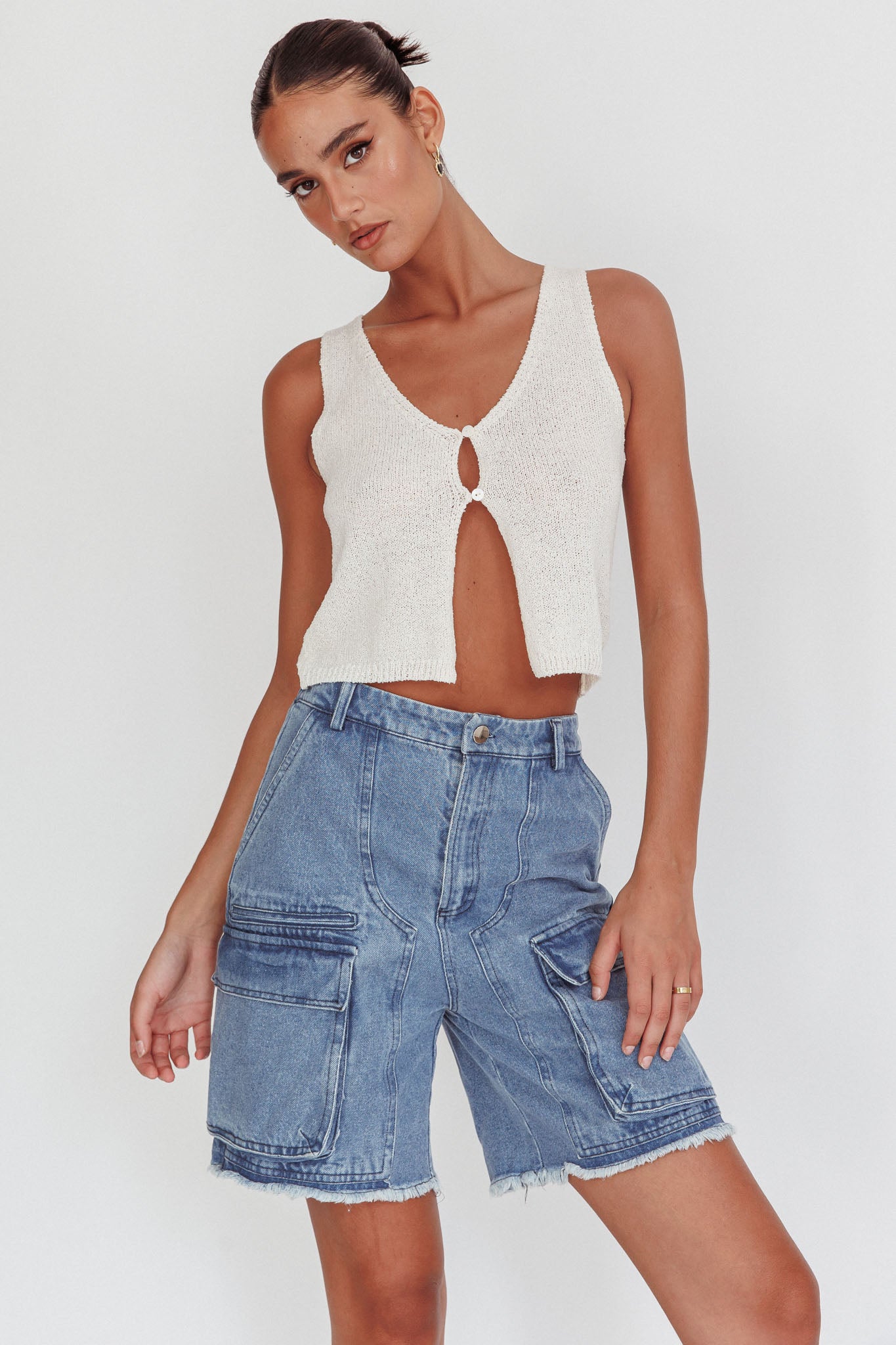 Tardy Cargo Short Jorts Denim | Selfie Leslie