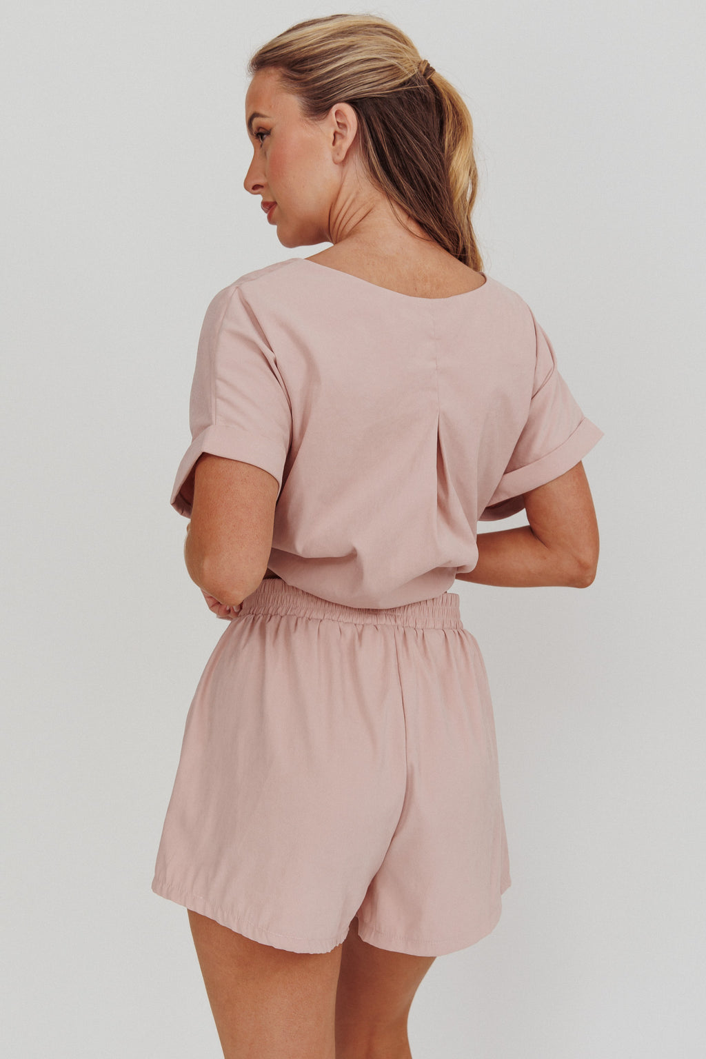 Yuna Elastic Waist Relaxed Shorts Blush by Selfie Leslie