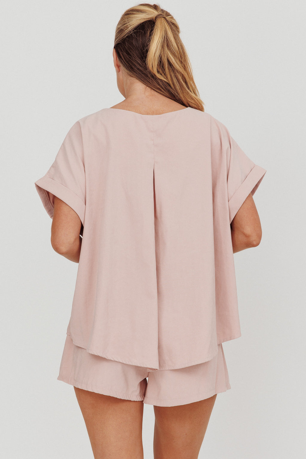 Yuna Pleat Back Boxy Tee Blush by Selfie Leslie