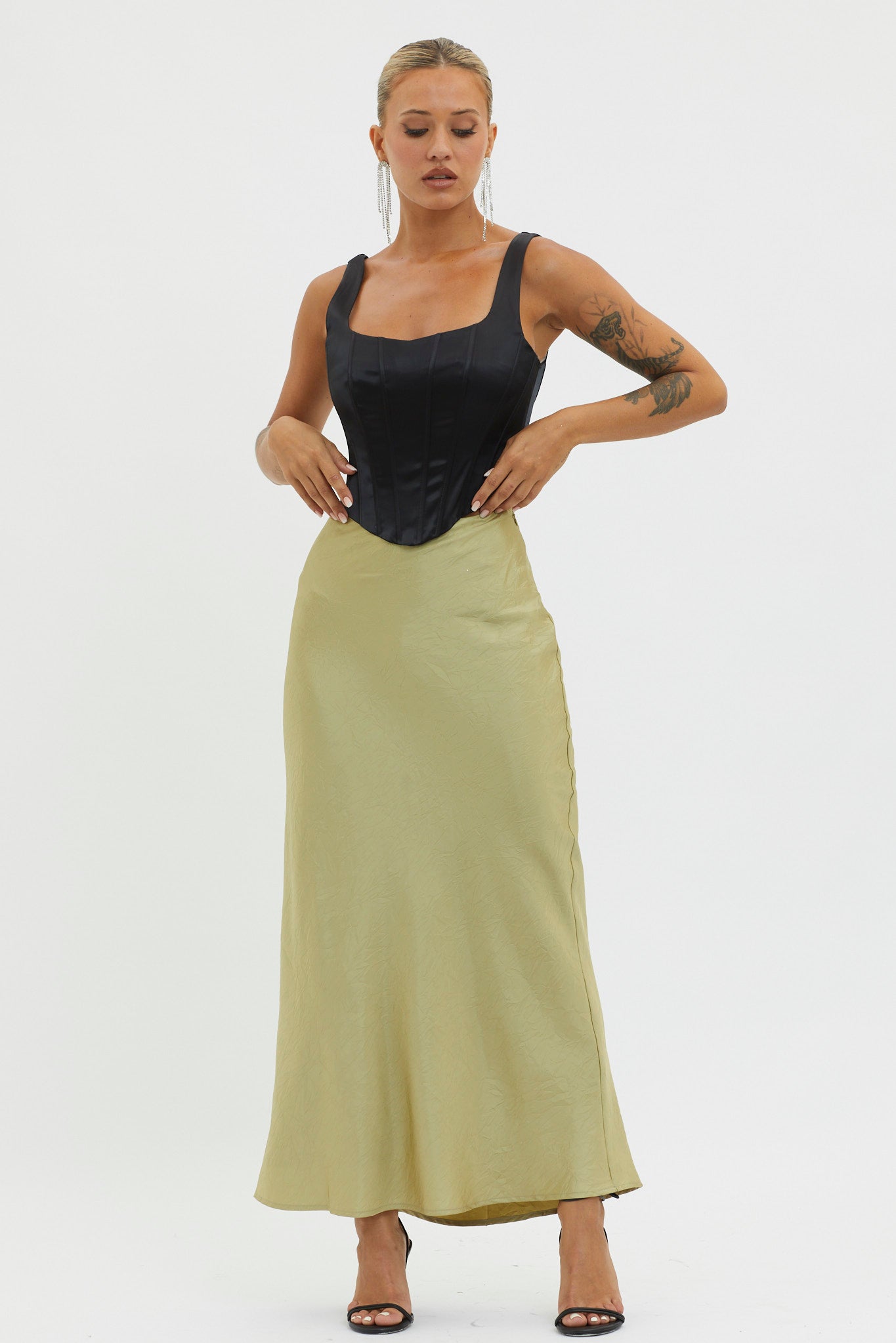 Guiding Light Midi Skirt Light Green by Selfie Leslie