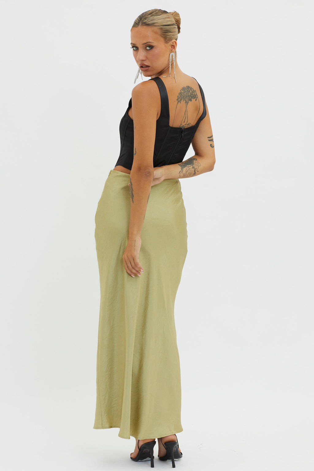 Guiding Light Midi Skirt Light Green by Selfie Leslie