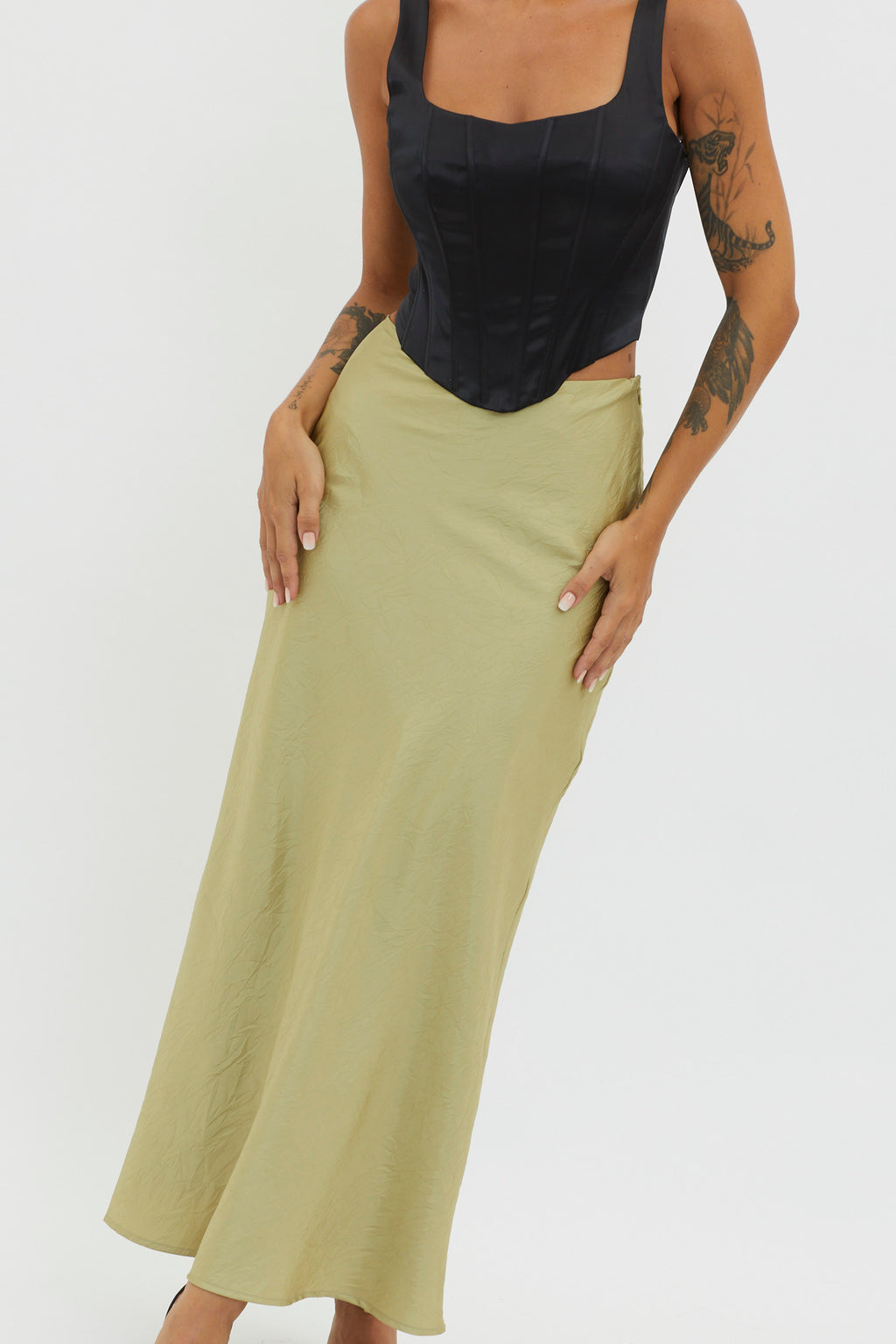 Guiding Light Midi Skirt Light Green by Selfie Leslie