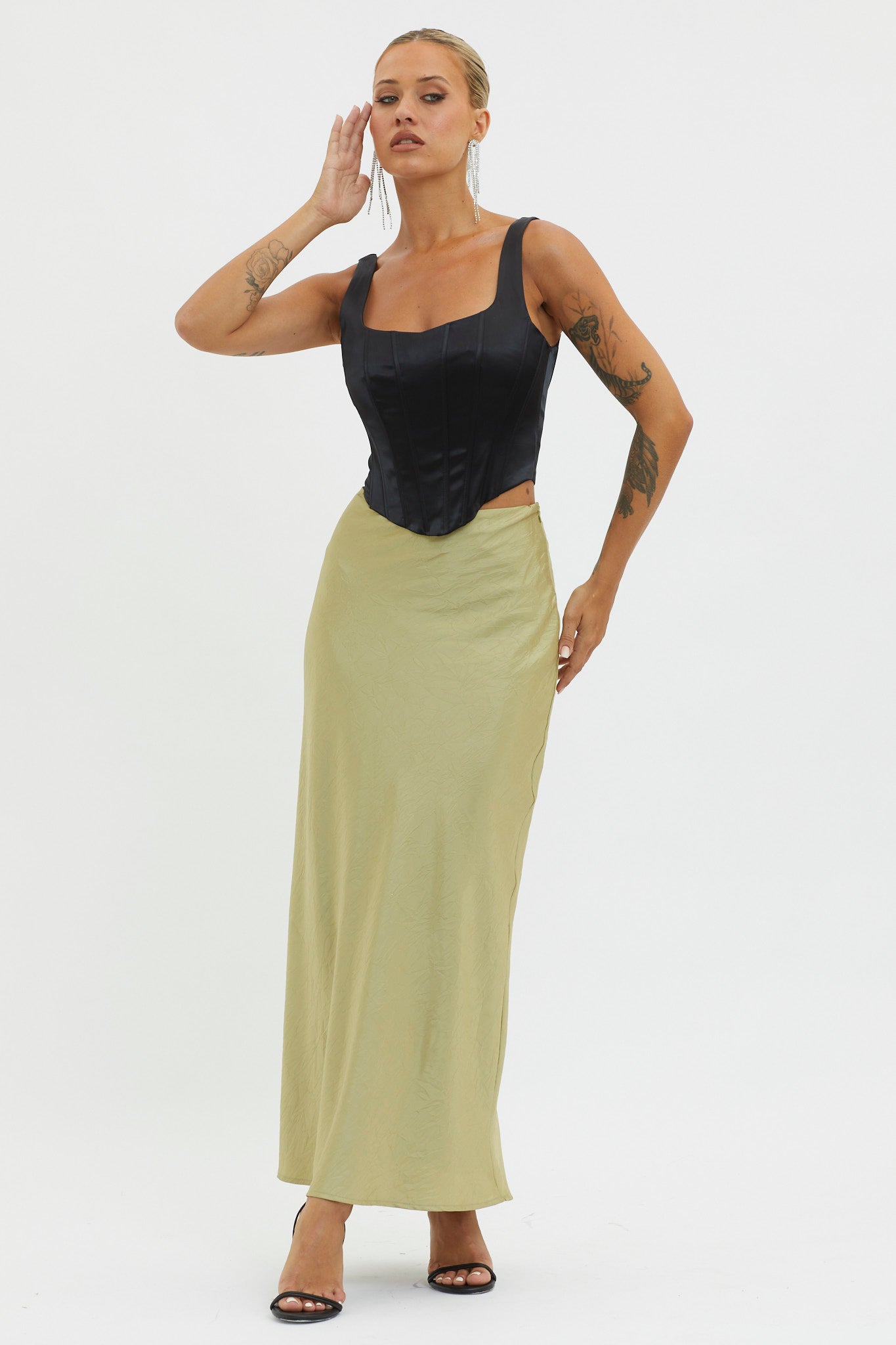 Guiding Light Midi Skirt Light Green by Selfie Leslie