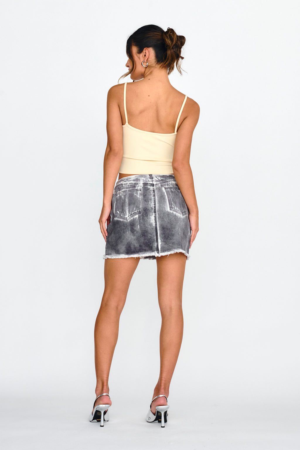 Decoy Distressed Mini Skirt Black/White by Selfie Leslie