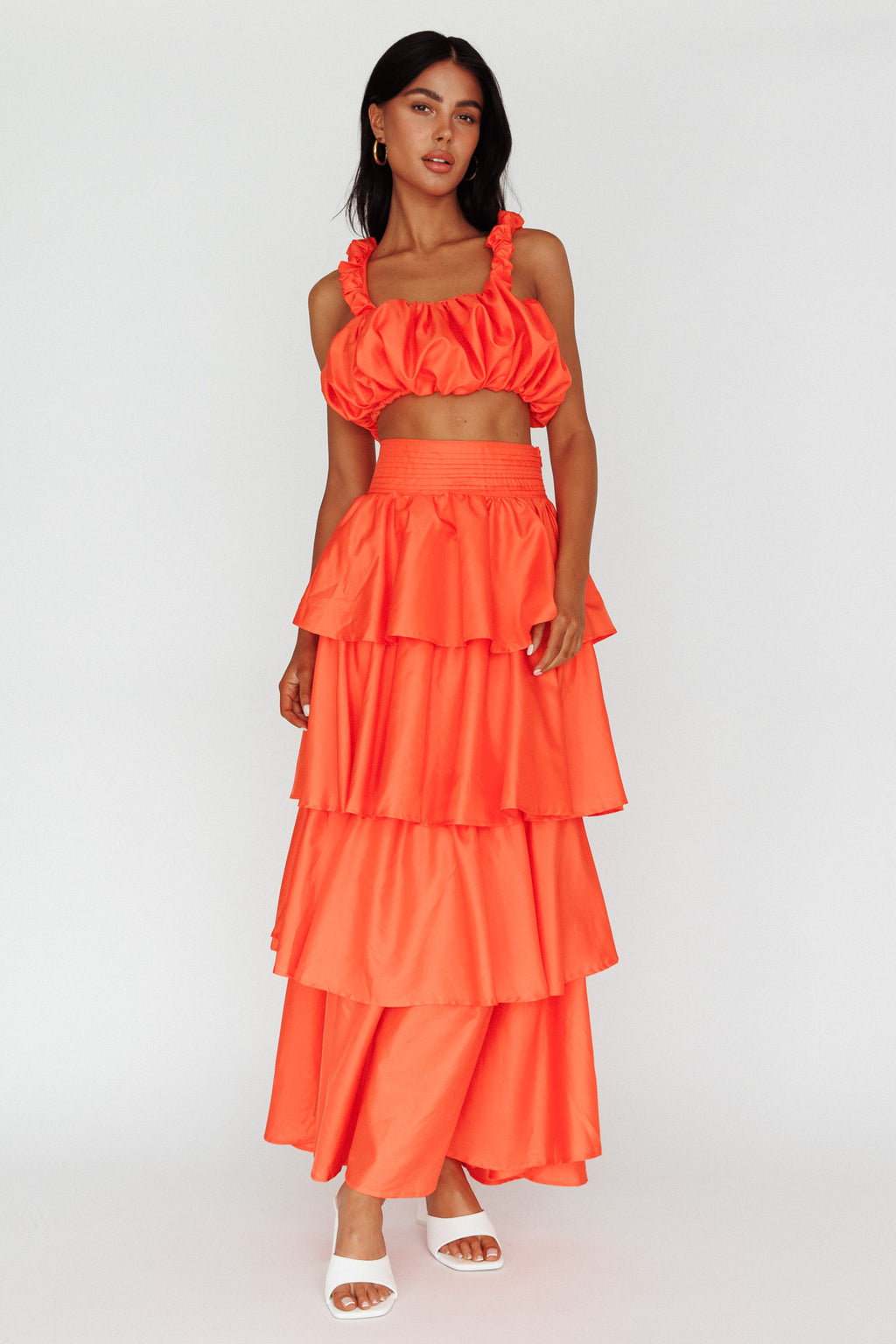 Sozo Layered Maxi Skirt Orange by Selfie Leslie
