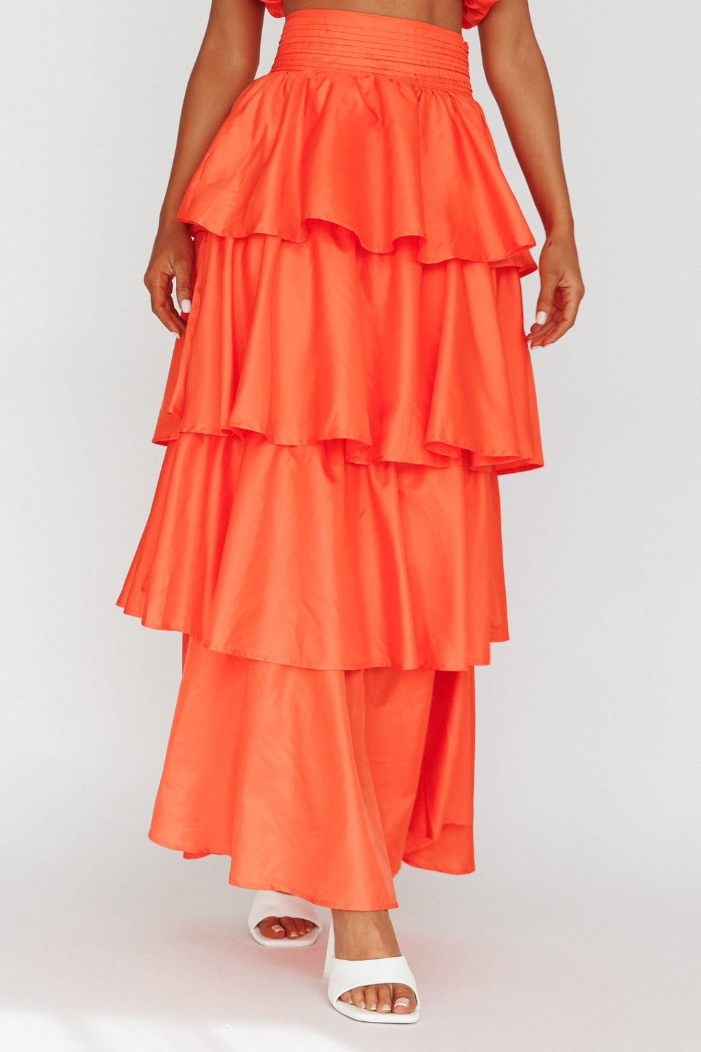 Sozo Layered Maxi Skirt Orange by Selfie Leslie