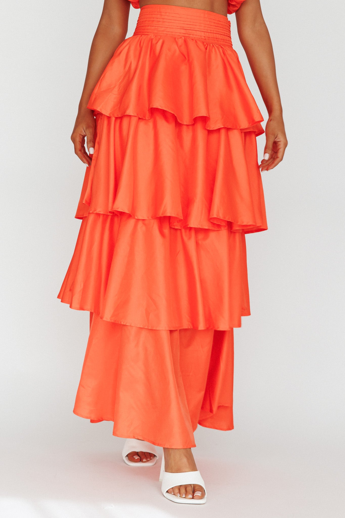 Sozo Layered Maxi Skirt Orange by Selfie Leslie