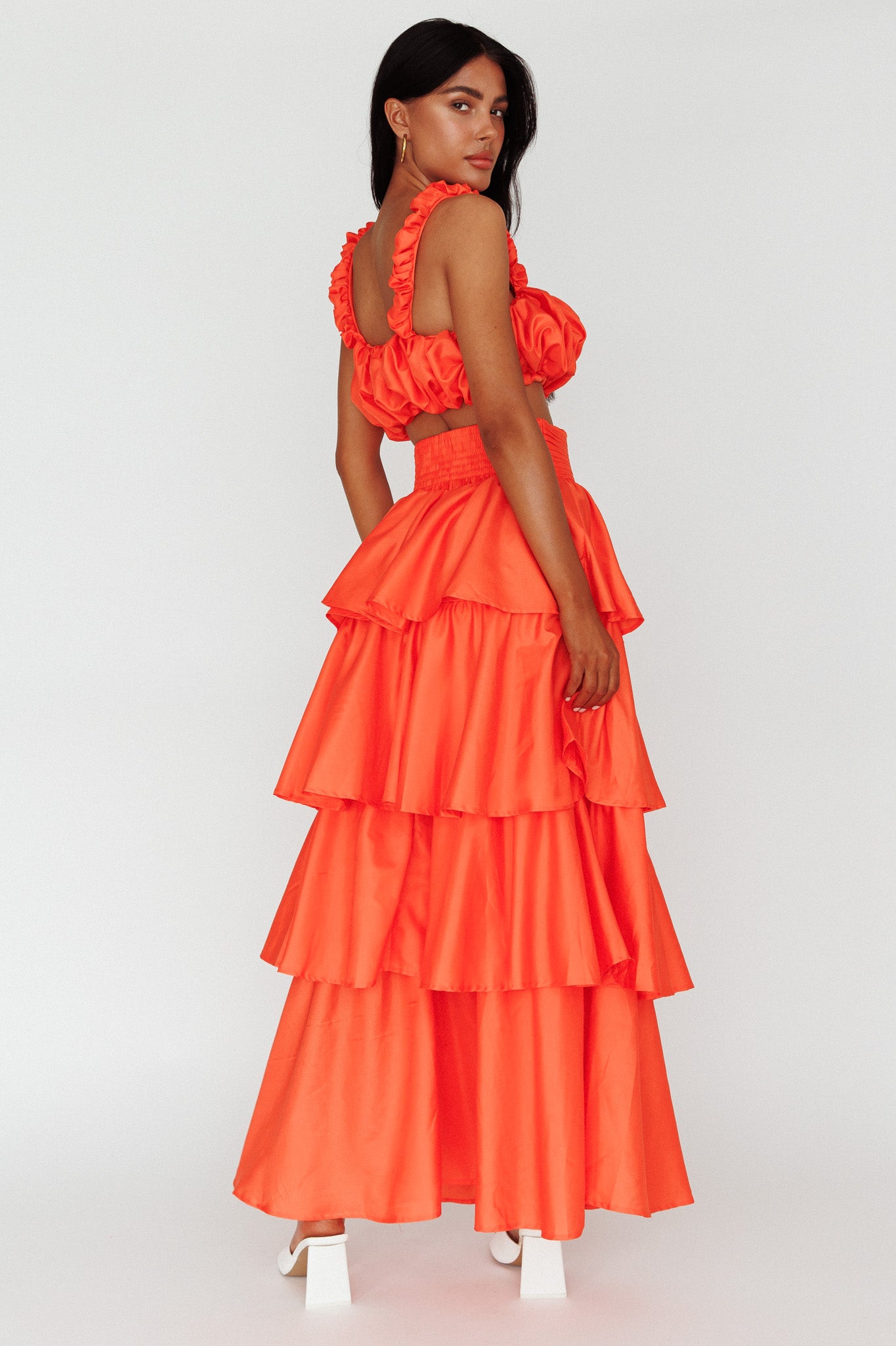 Sozo Layered Maxi Skirt Orange by Selfie Leslie