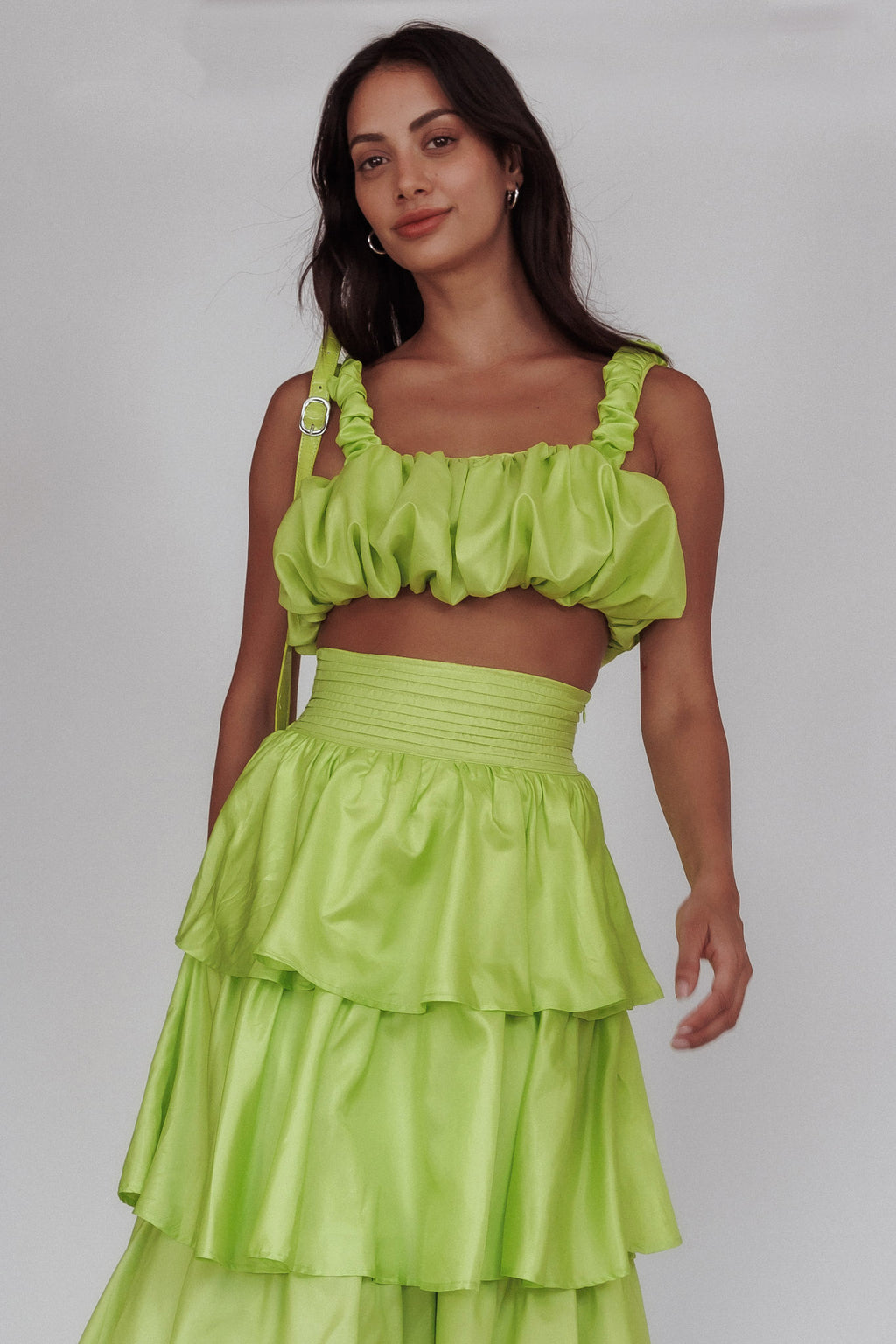 Sozo Bubble Crop Top Lime by Selfie Leslie