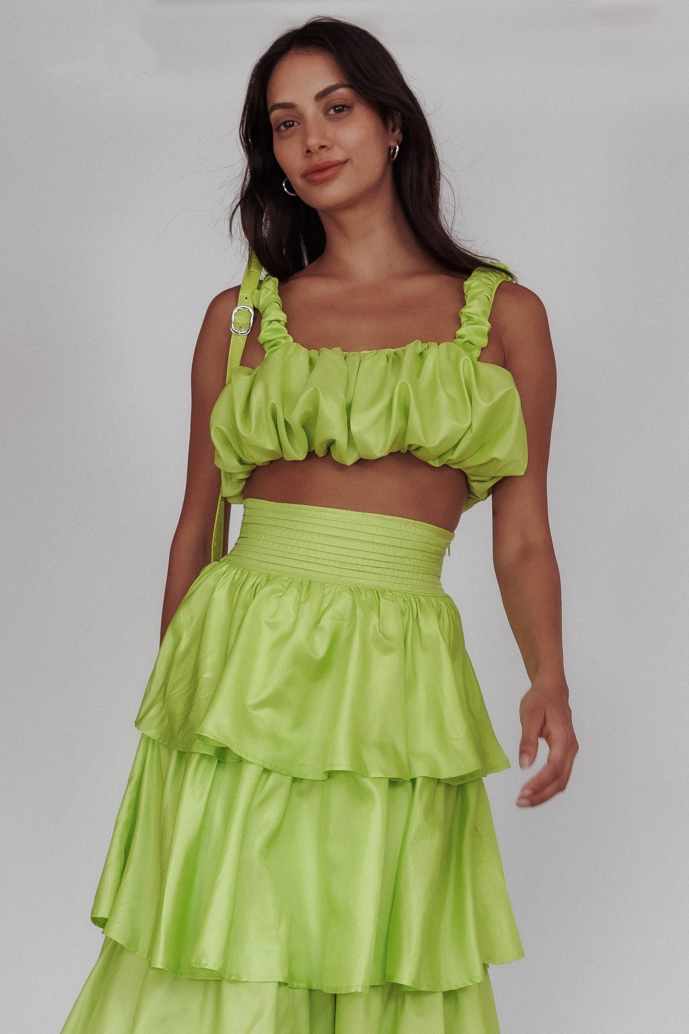 Sozo Bubble Crop Top Lime by Selfie Leslie