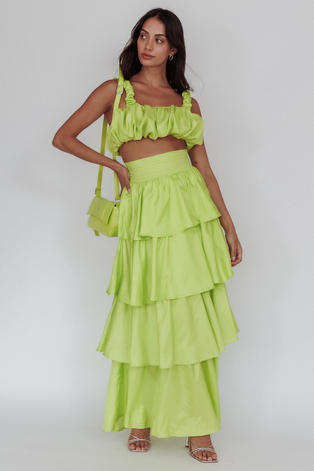 Sozo Bubble Crop Top Lime by Selfie Leslie