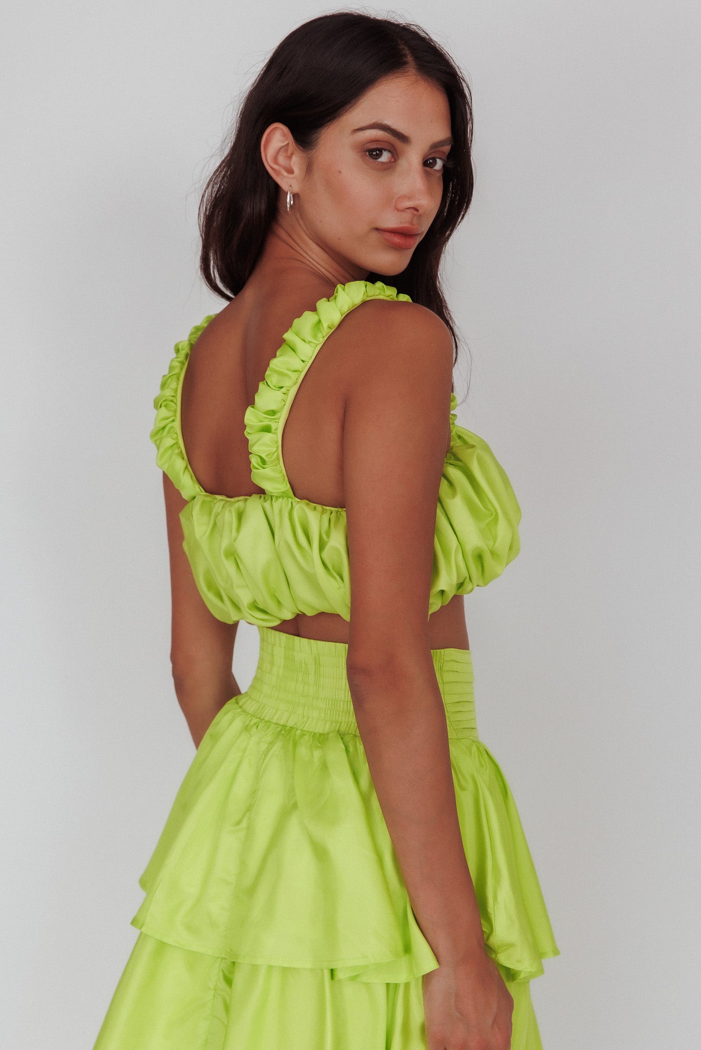 Sozo Bubble Crop Top Lime by Selfie Leslie