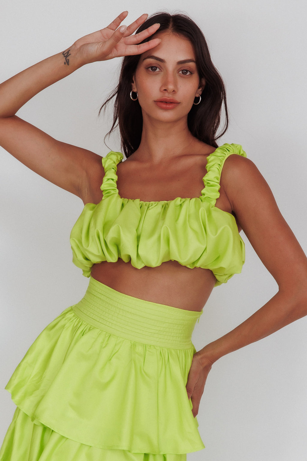 Sozo Bubble Crop Top Lime by Selfie Leslie