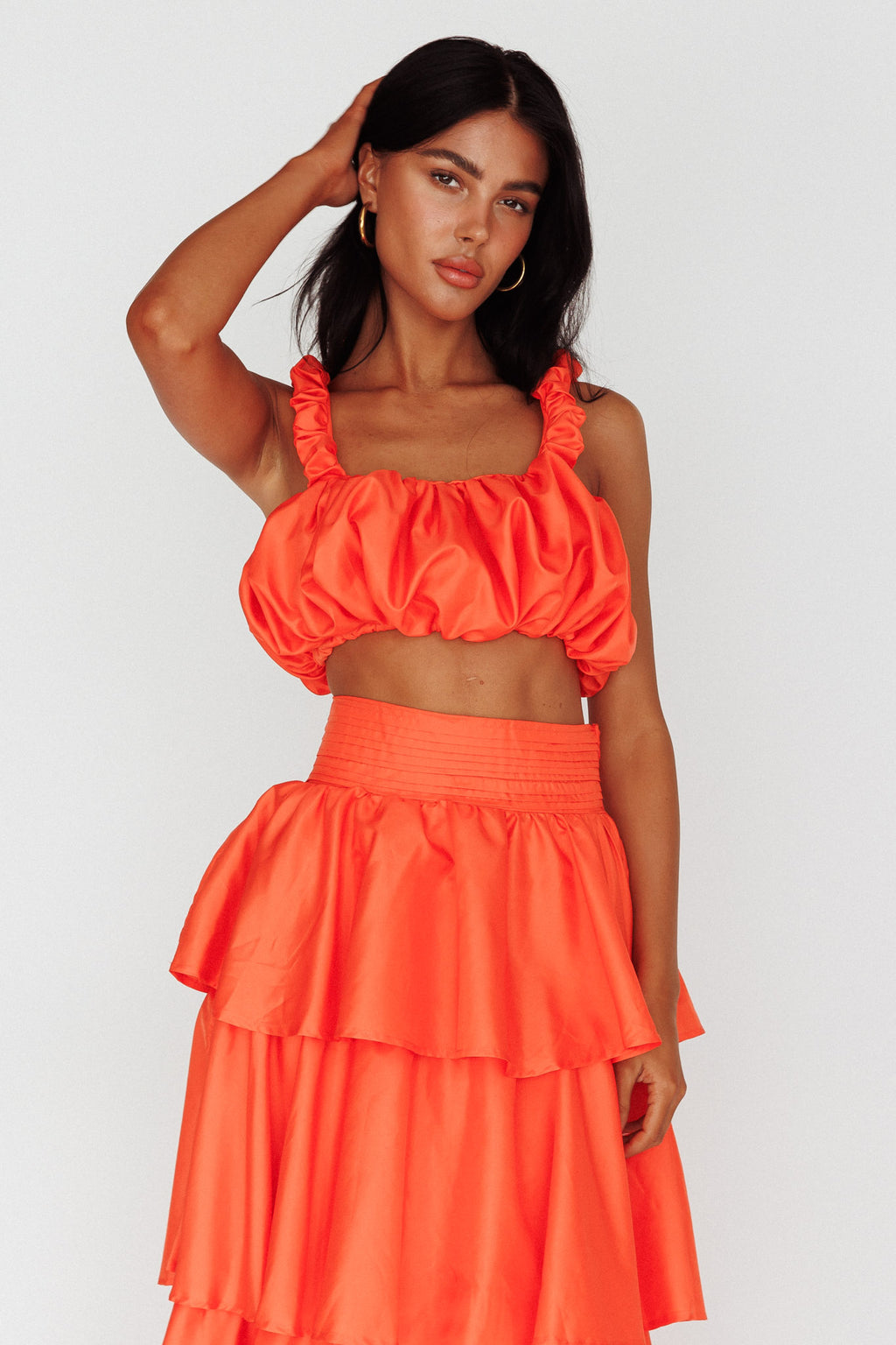 Sozo Bubble Crop Top Orange by Selfie Leslie
