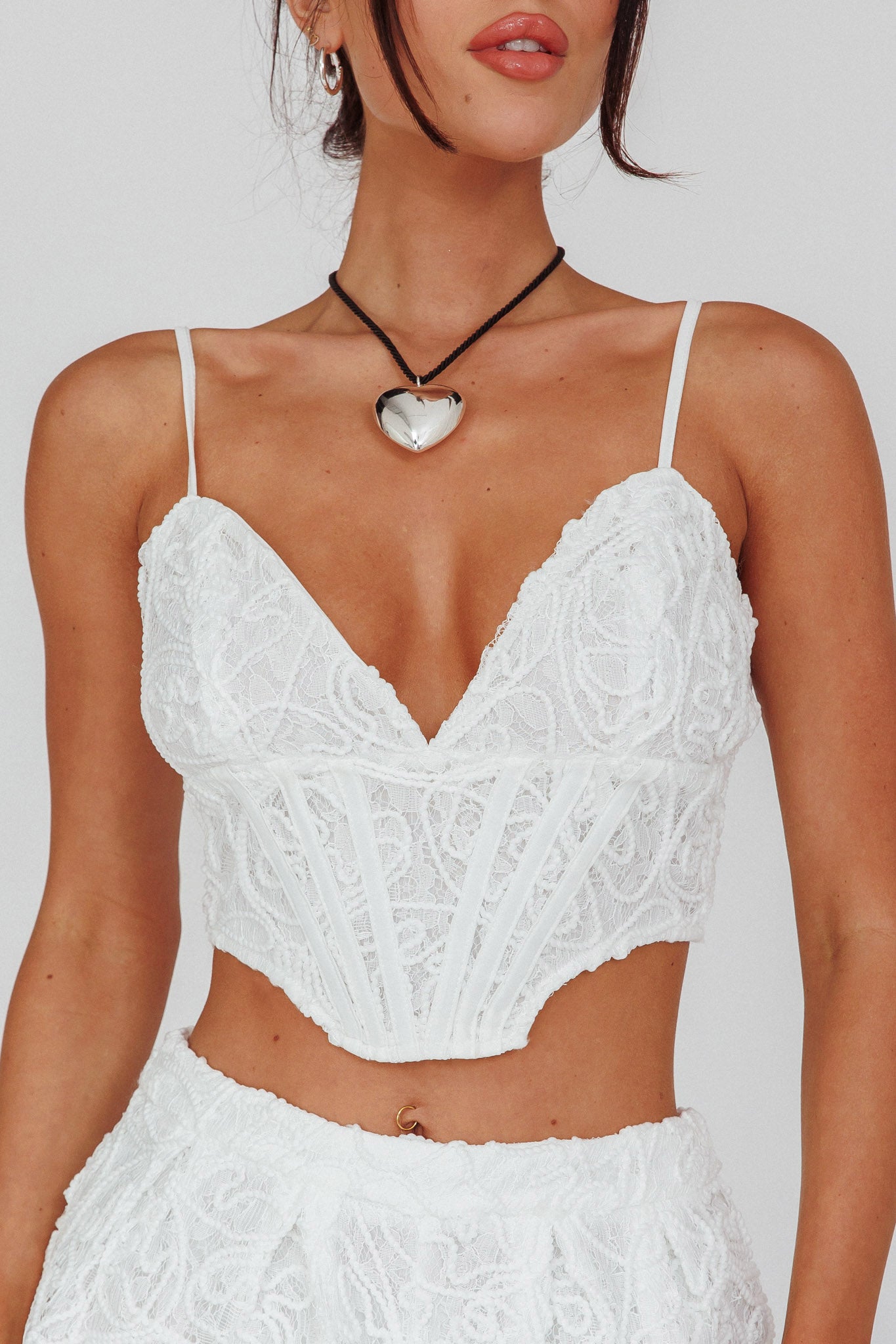 Staycation Lace Bustier Top White by Selfie Leslie