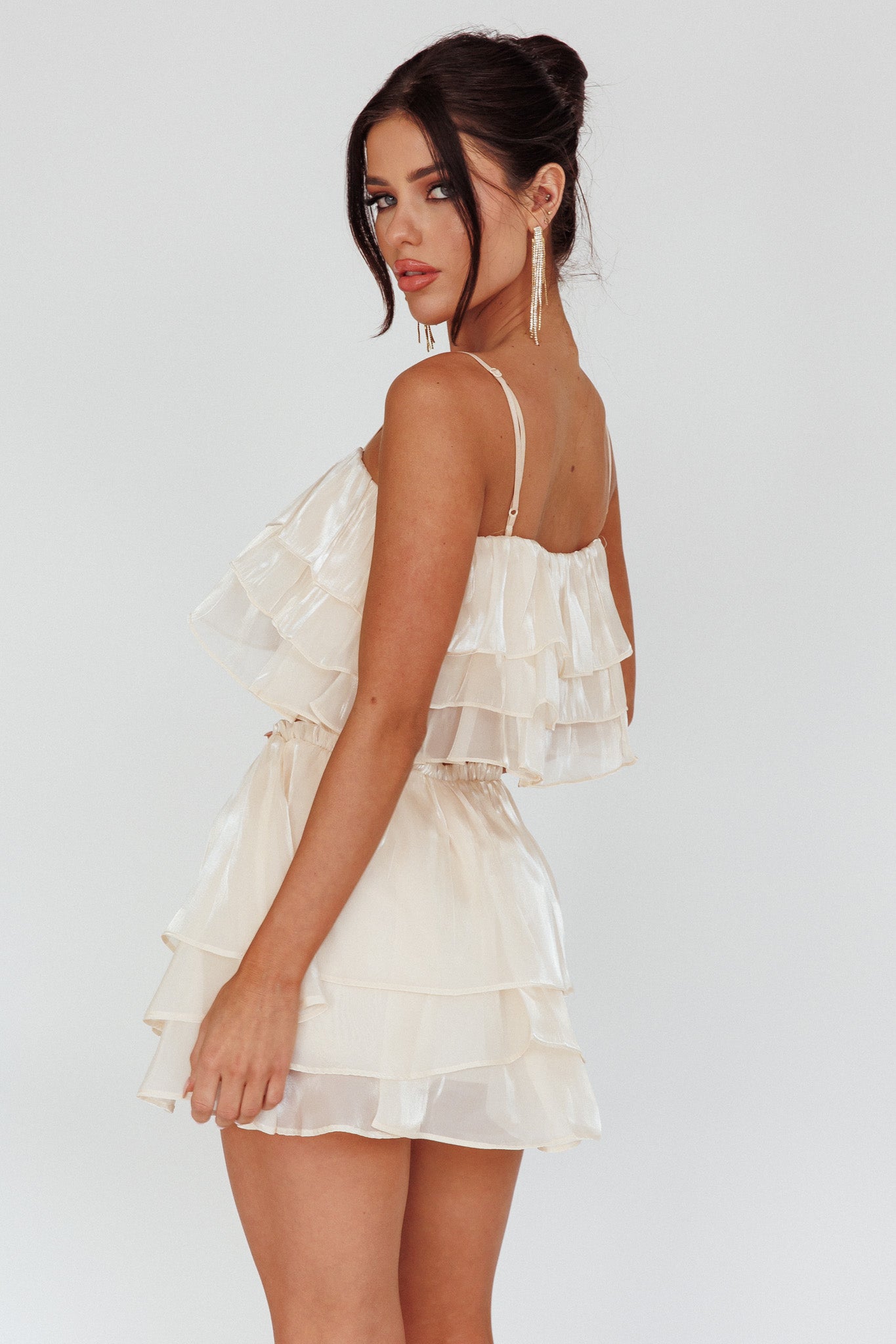 Easy To Love Layered Ruffle Shorts Cream Selfie Leslie Easy To Love Layered Ruffle Shorts Cream Selfie Leslie