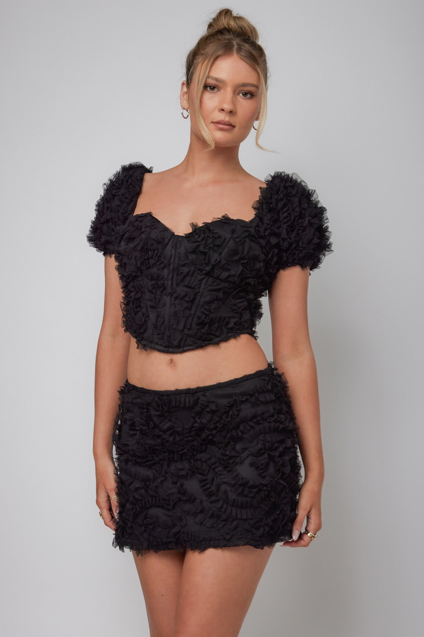 Cielito Embellished Mini Skirt Black by Selfie Leslie