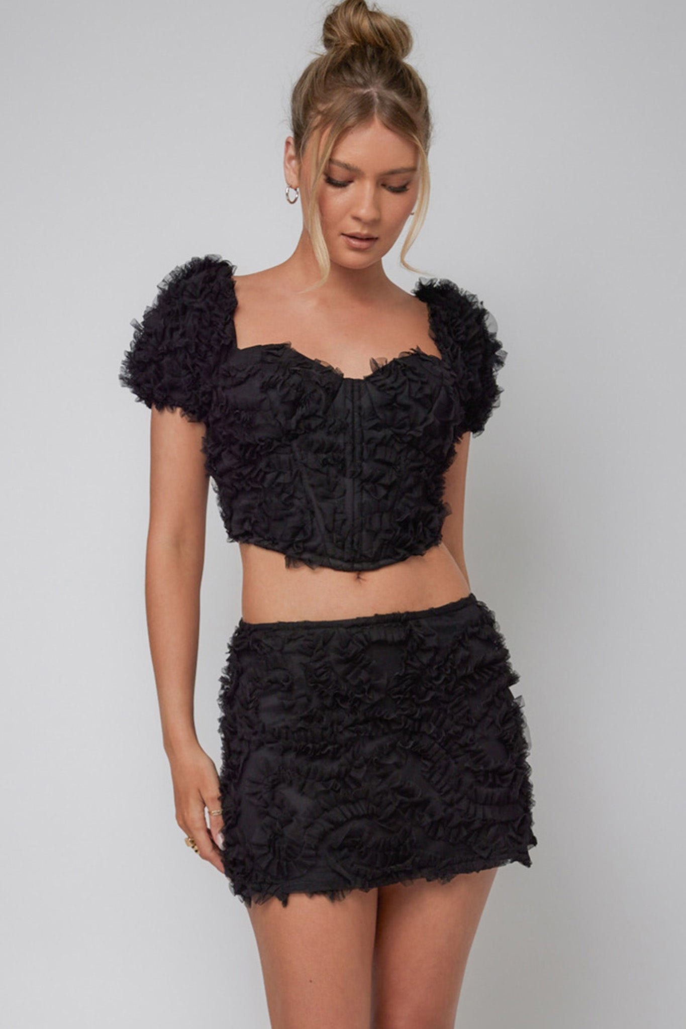 Cielito Embellished Crop Top Black by Selfie Leslie