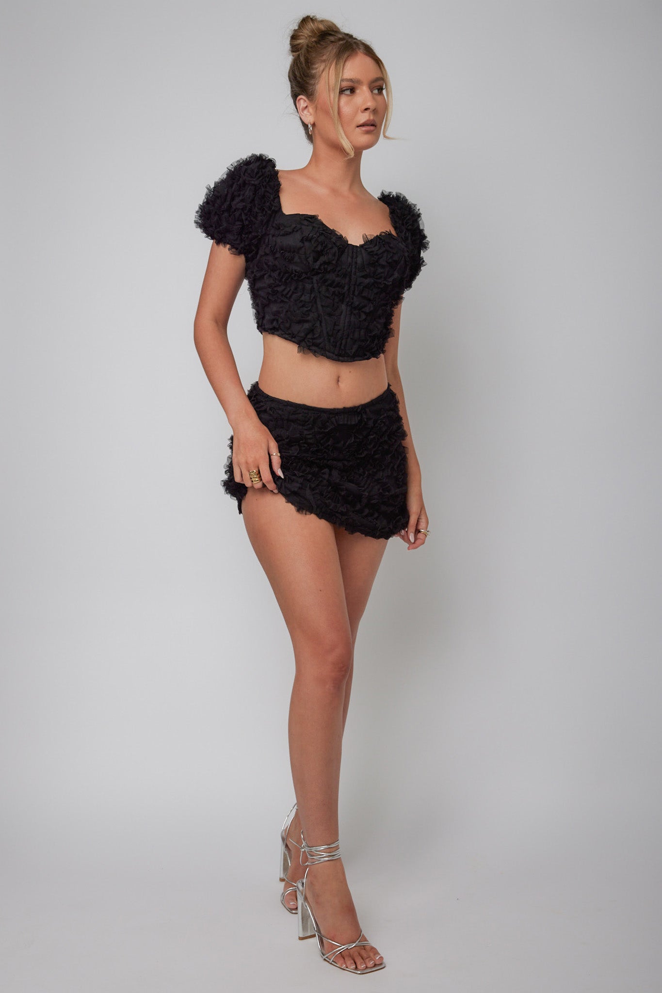 Cielito Embellished Crop Top Black by Selfie Leslie