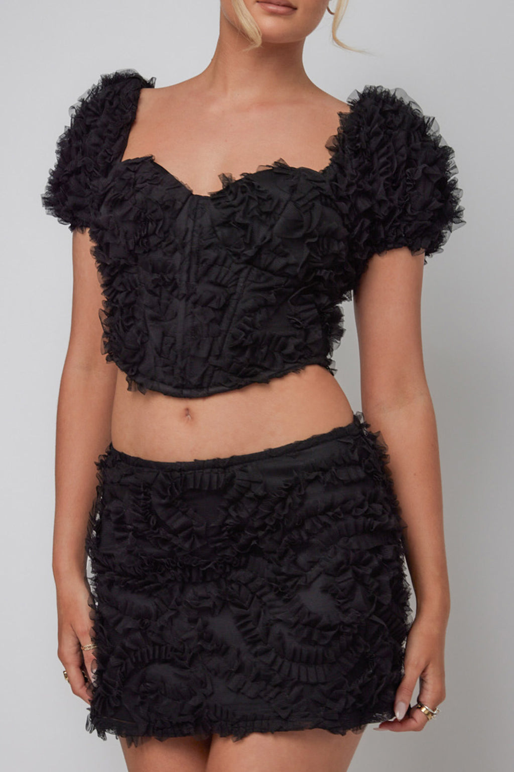 Cielito Embellished Crop Top Black by Selfie Leslie