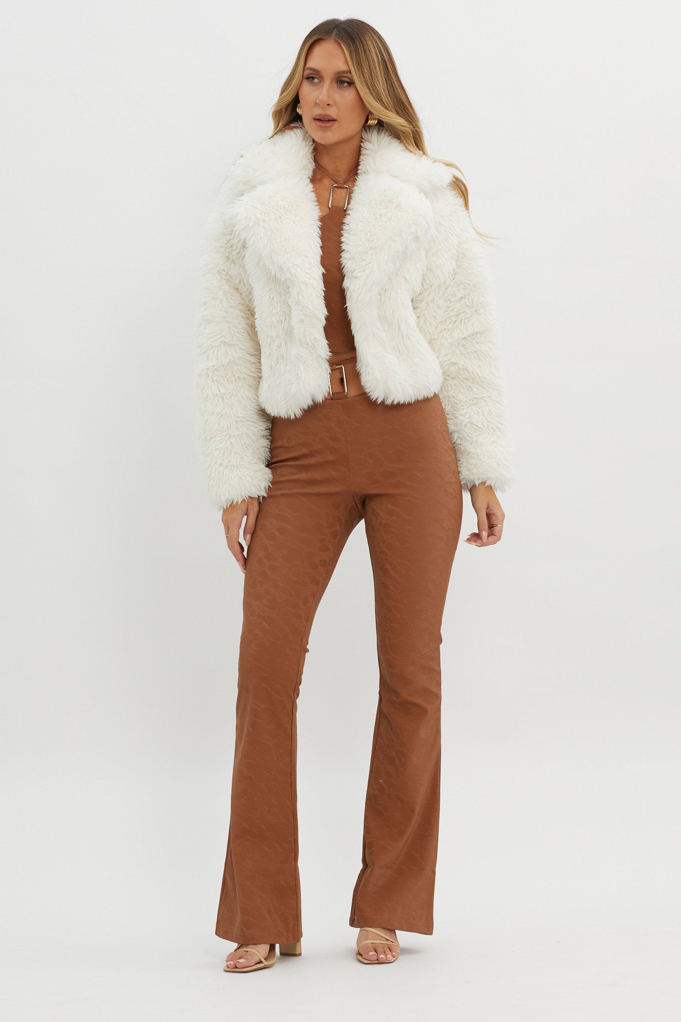 Shop the St Moritz Notch Lapel Fur Jacket White