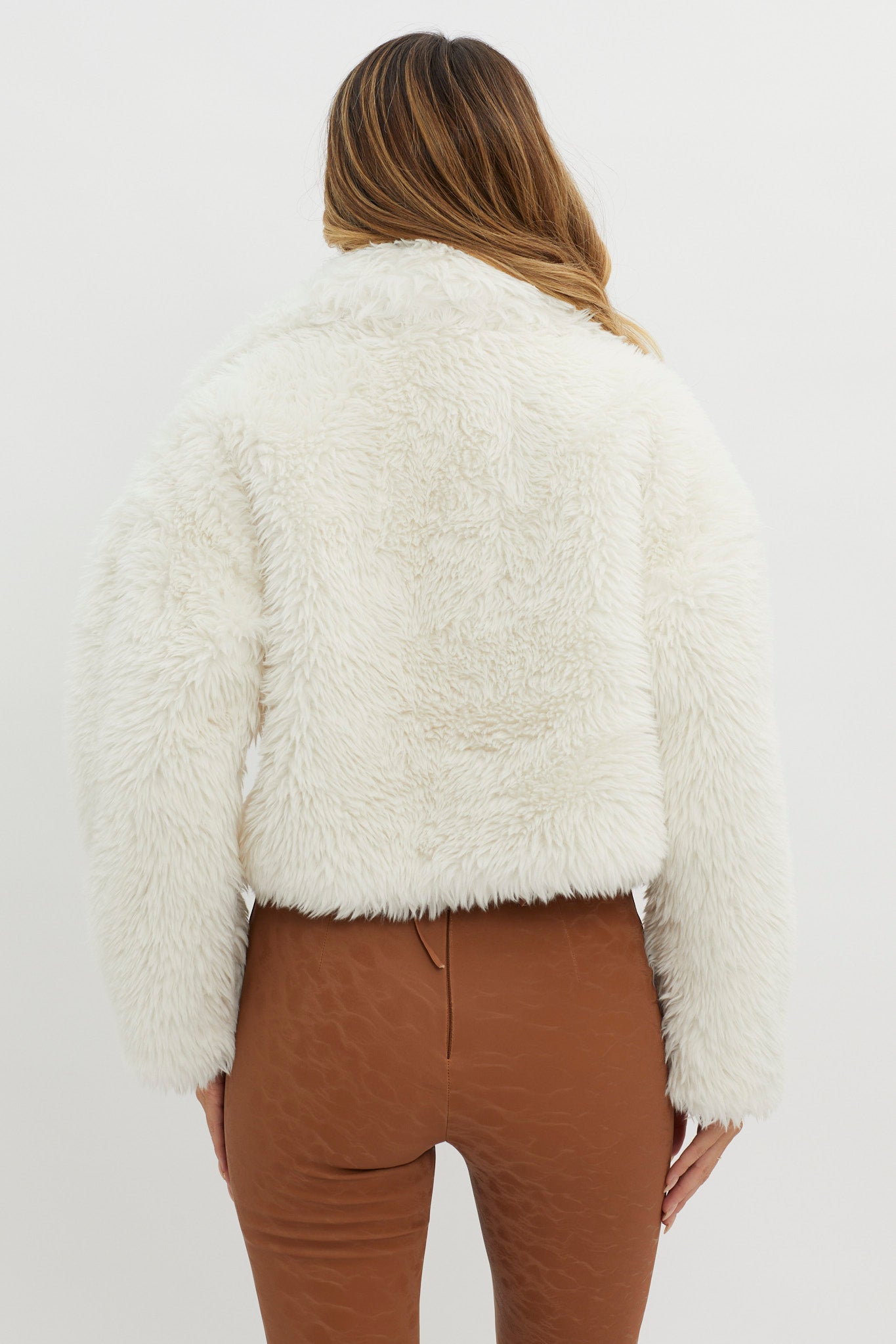 St Moritz Notch Lapel Fur Jacket White by Selfie Leslie