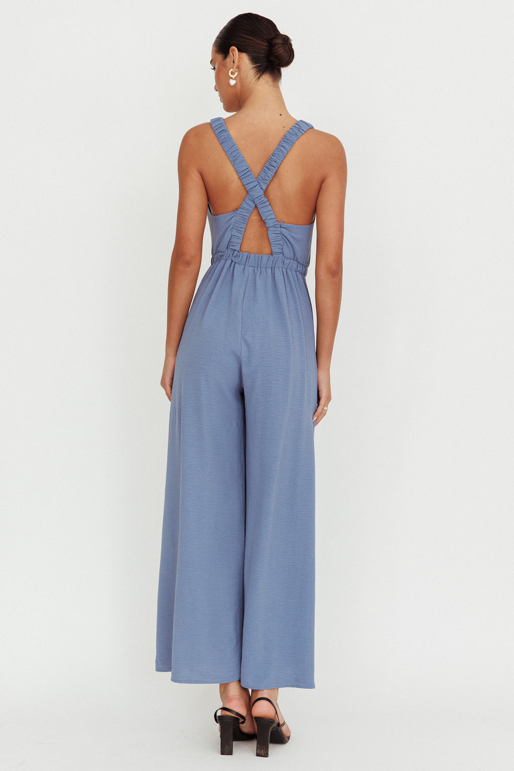 Everything Crossover Strap Jumpsuit Storm Blue by Selfie Leslie