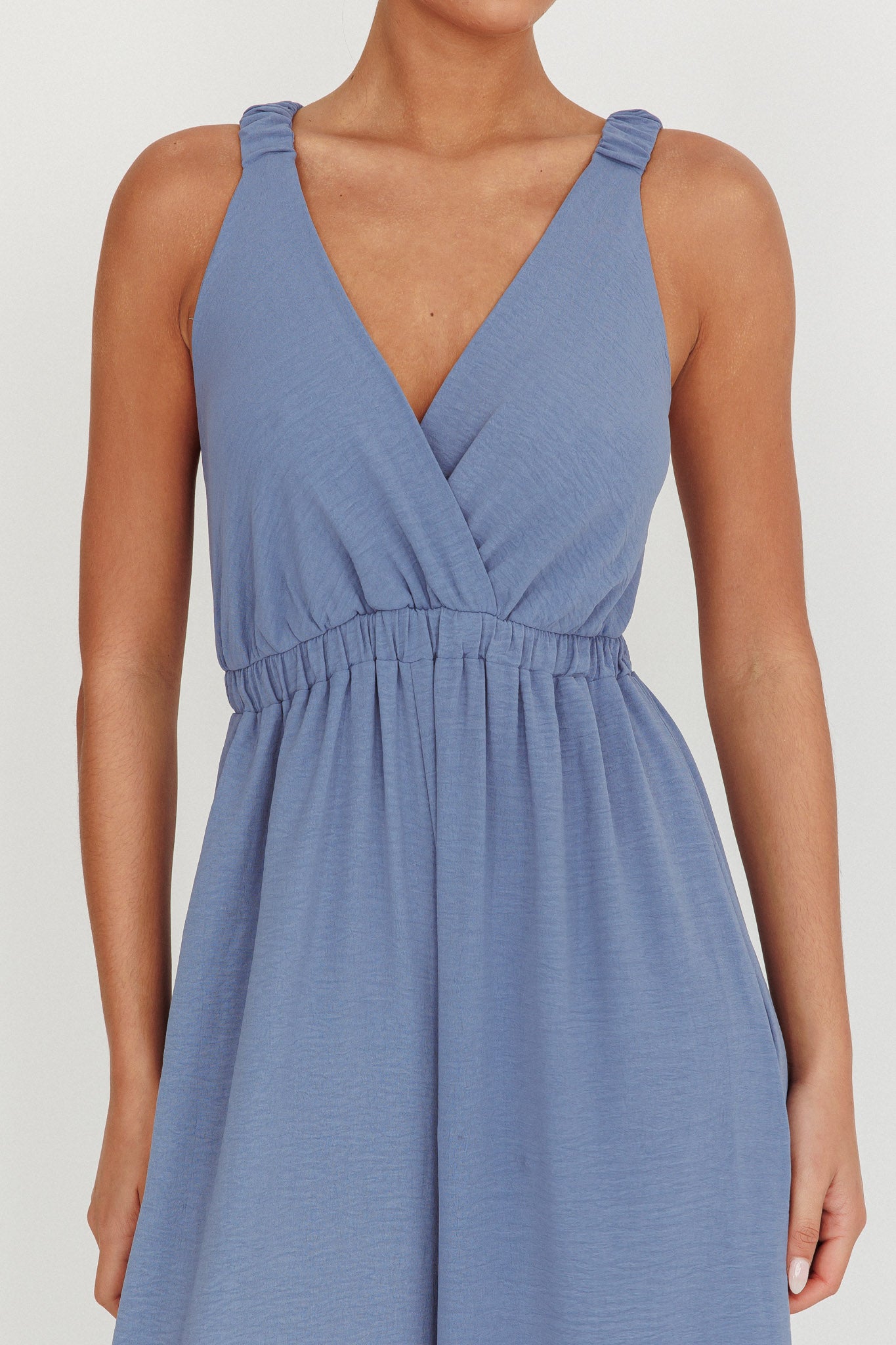 Everything Crossover Strap Jumpsuit Storm Blue by Selfie Leslie