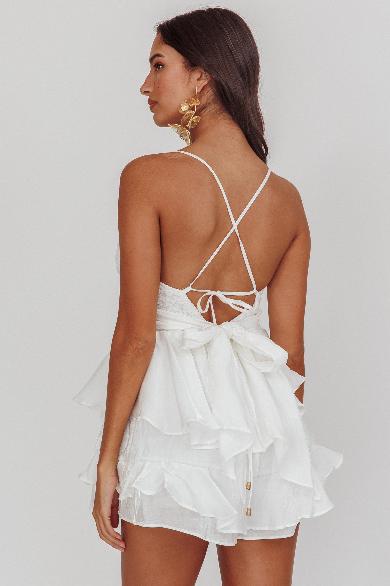 Summer Dream Tiered Ruffle Romper Off White | Selfie Leslie