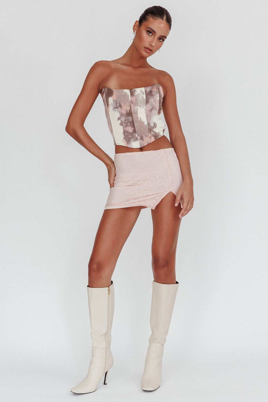 Emmalyn Corset Top Peach Multi by Selfie Leslie