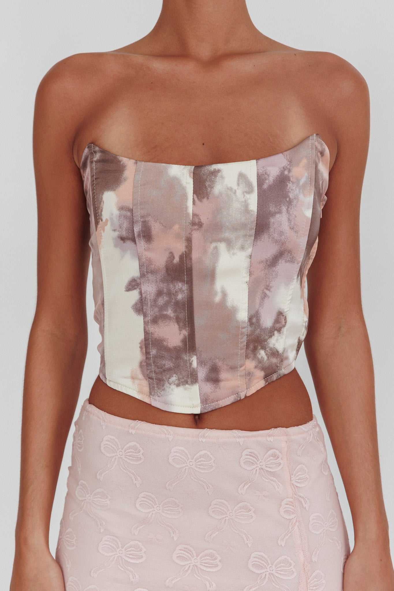 Emmalyn Corset Top Peach Multi by Selfie Leslie