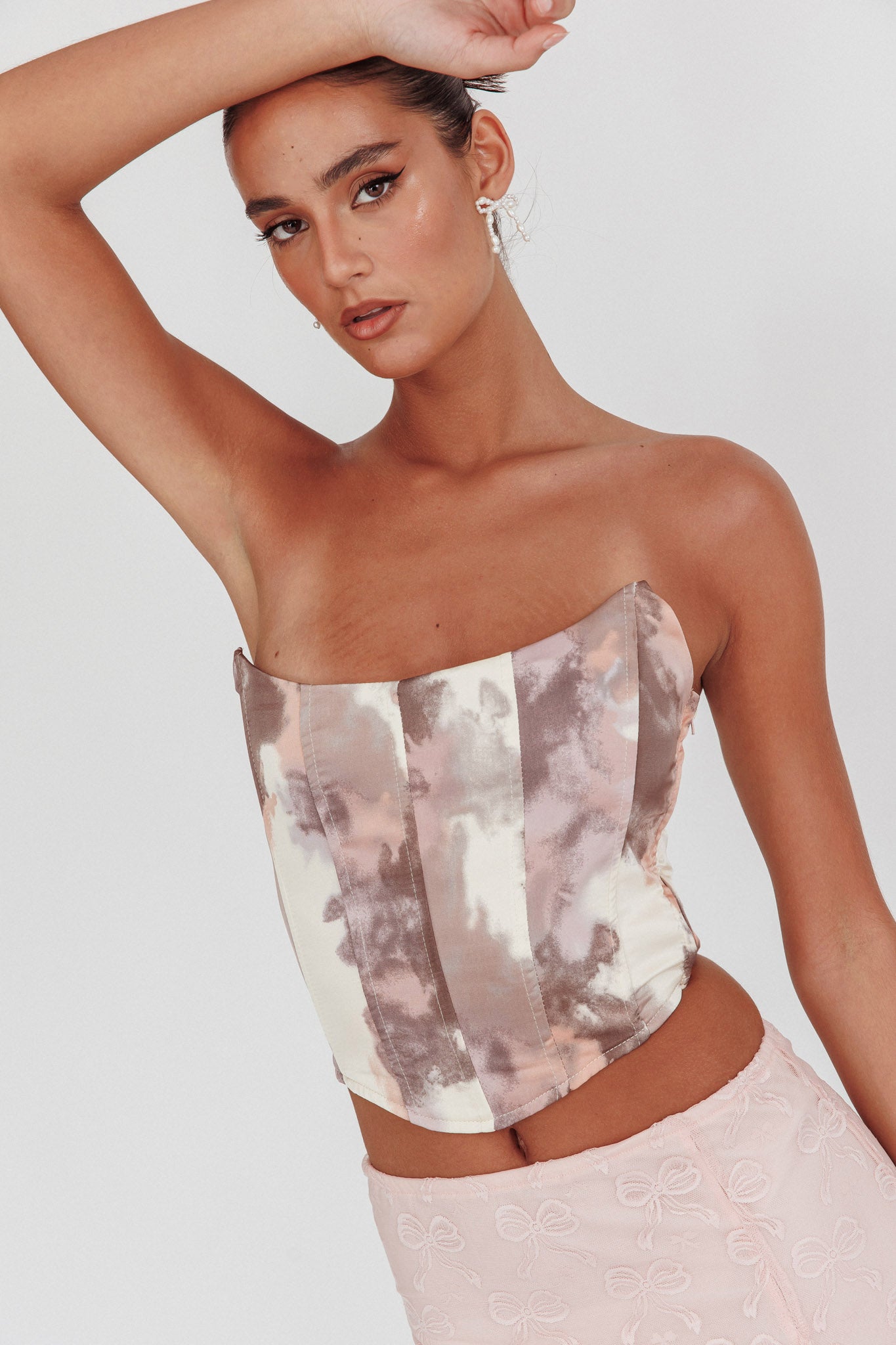 Emmalyn Corset Top Peach Multi by Selfie Leslie