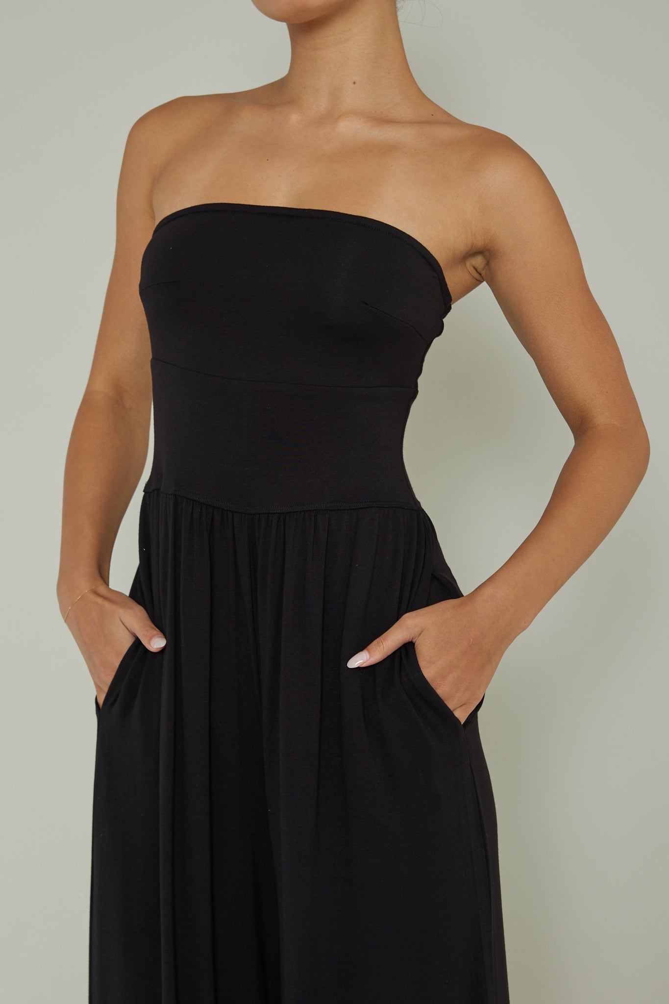 Morocca Strapless Jumpsuit Black by Selfie Leslie