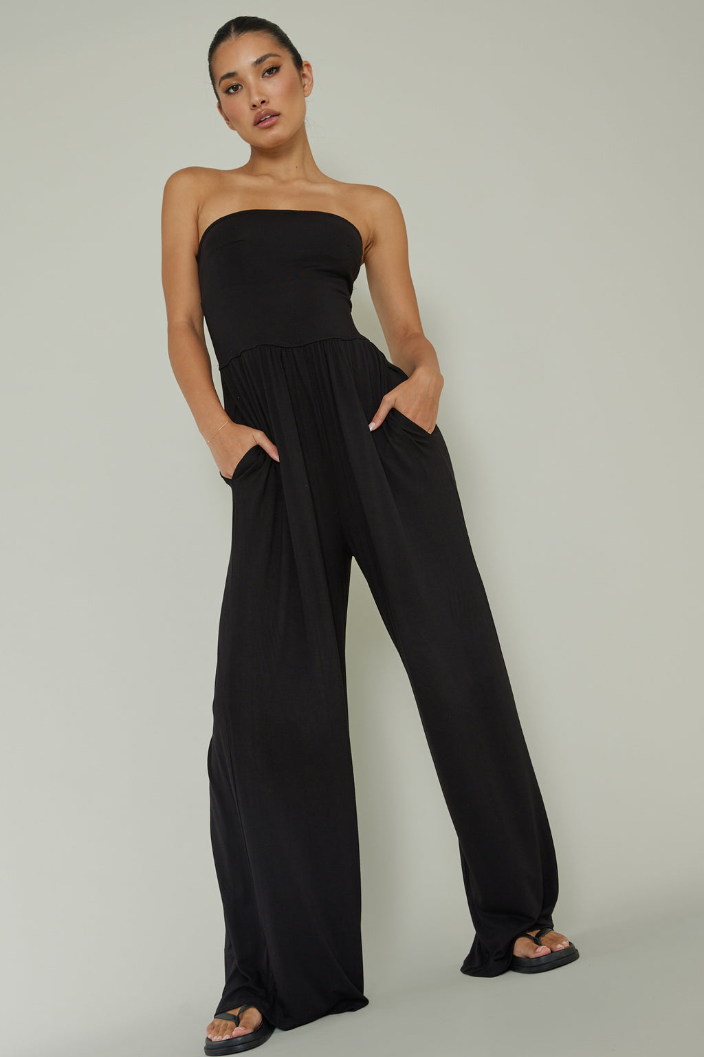 Morocca Strapless Jumpsuit Black by Selfie Leslie