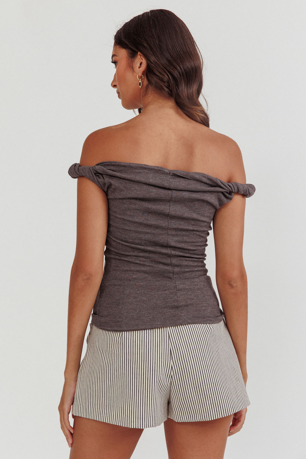 Teri Rolled Off-Shoulder Top Charcoal by Selfie Leslie