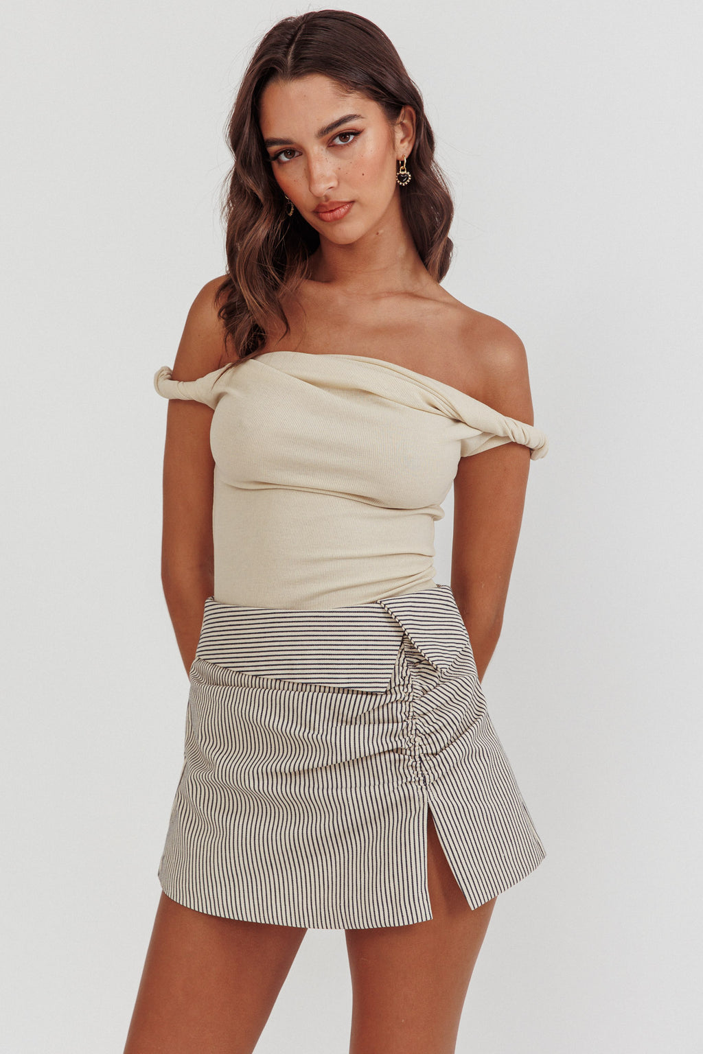 Teri Rolled Off-Shoulder Top Oat by Selfie Leslie