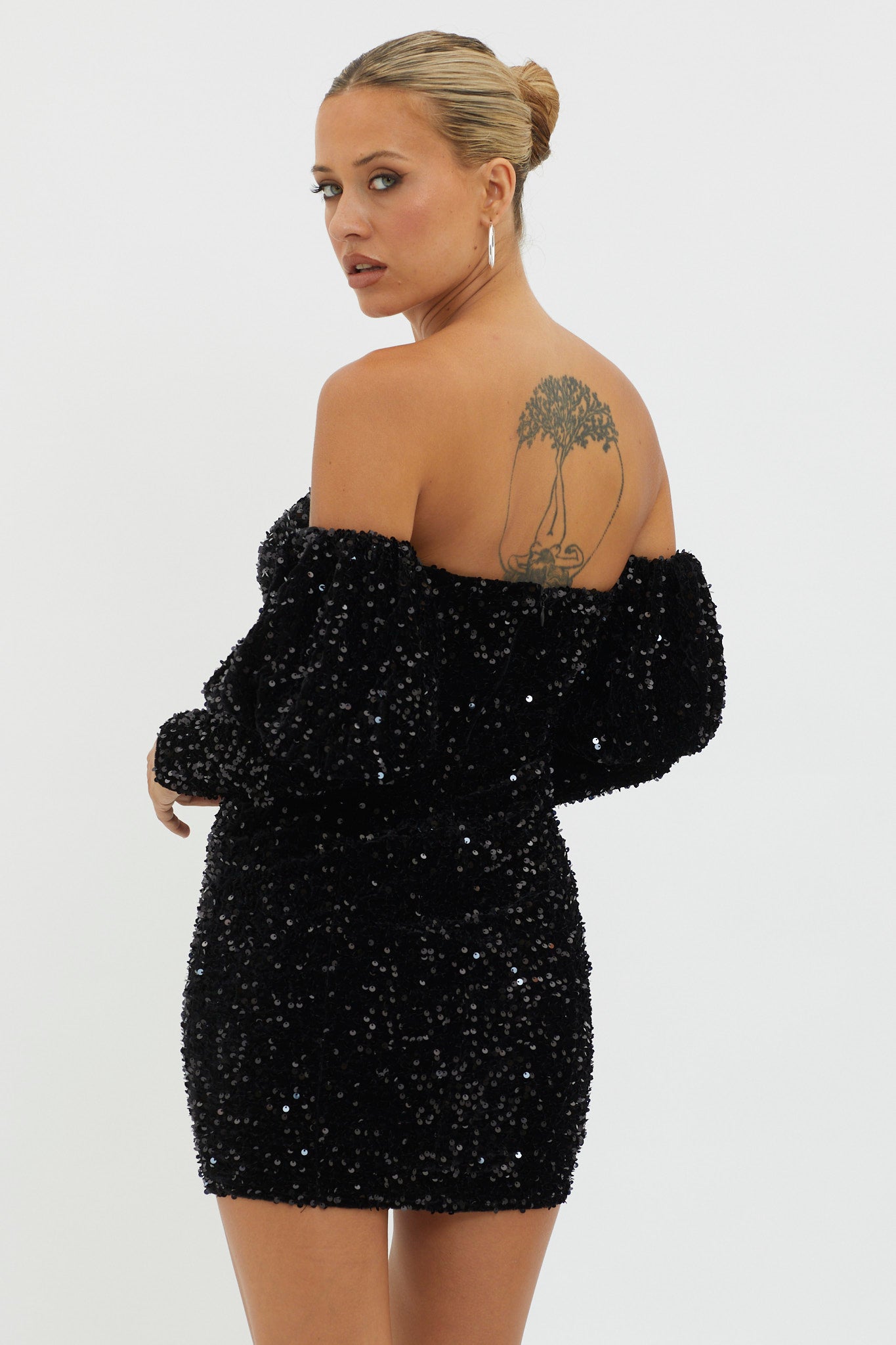 Merry & Bright Sequin Mini Dress Black by Selfie Leslie