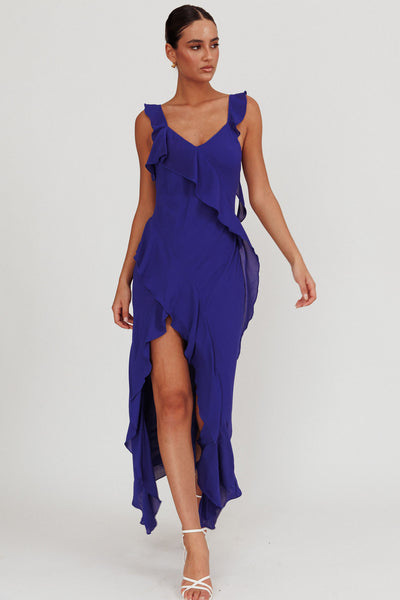 royal blue ruffle dress Joyride Maxi wedding gowns near me The Lbd Mini Dress Polyester Washing method color:ANNE BLACK