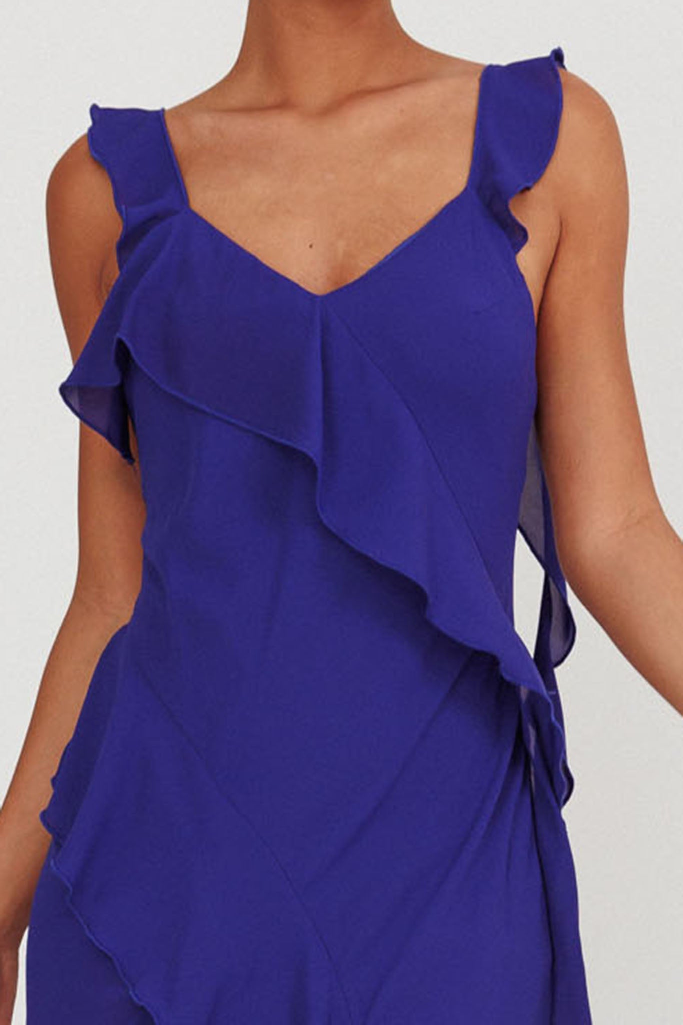 Joyride Ruffle Maxi Dress Royal Blue - L Joyride Ruffle Maxi Dress Royal Blue - L