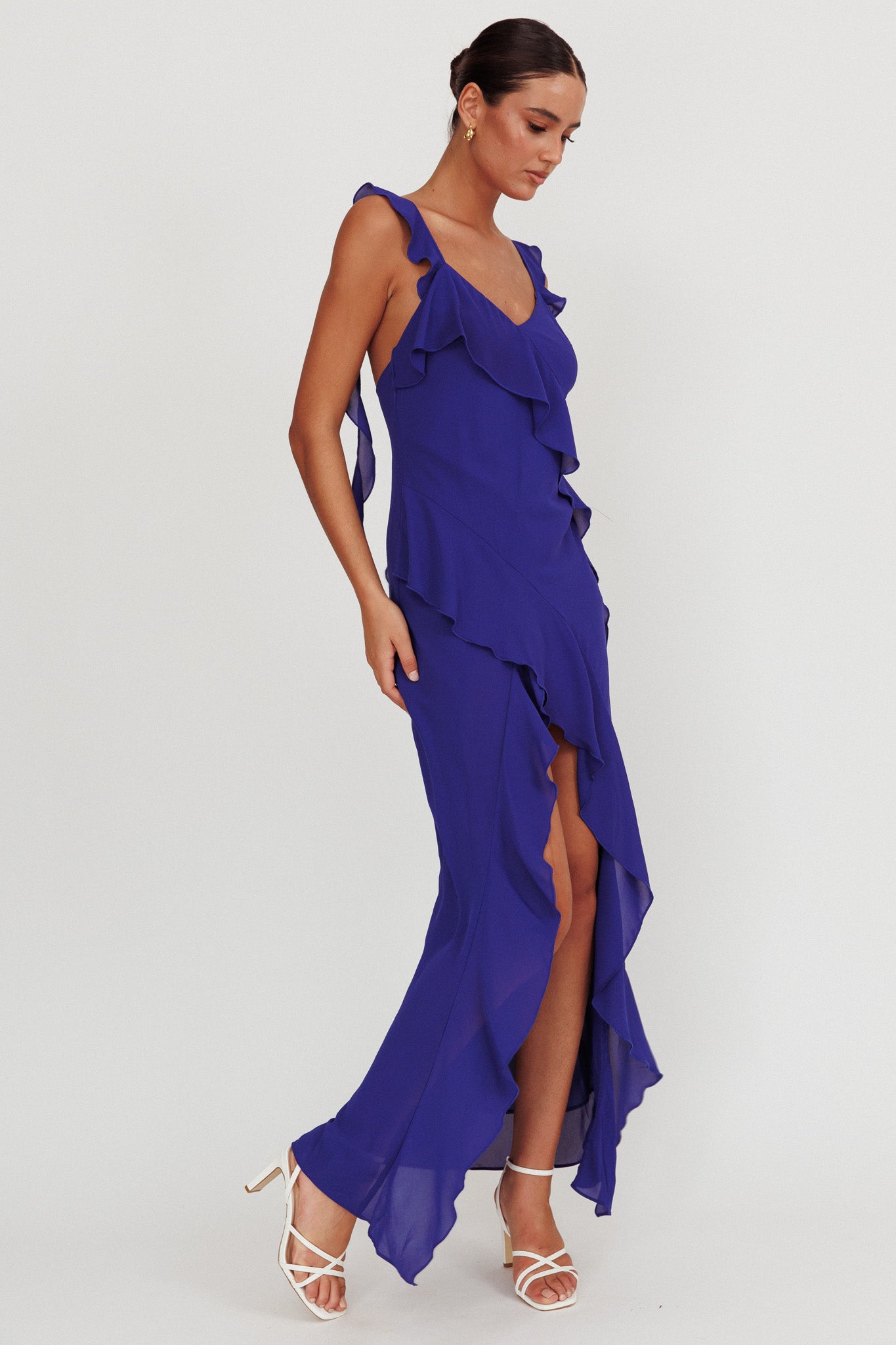 royal blue maxi dress Joyride Ruffle Maxi Dress Royal Blue