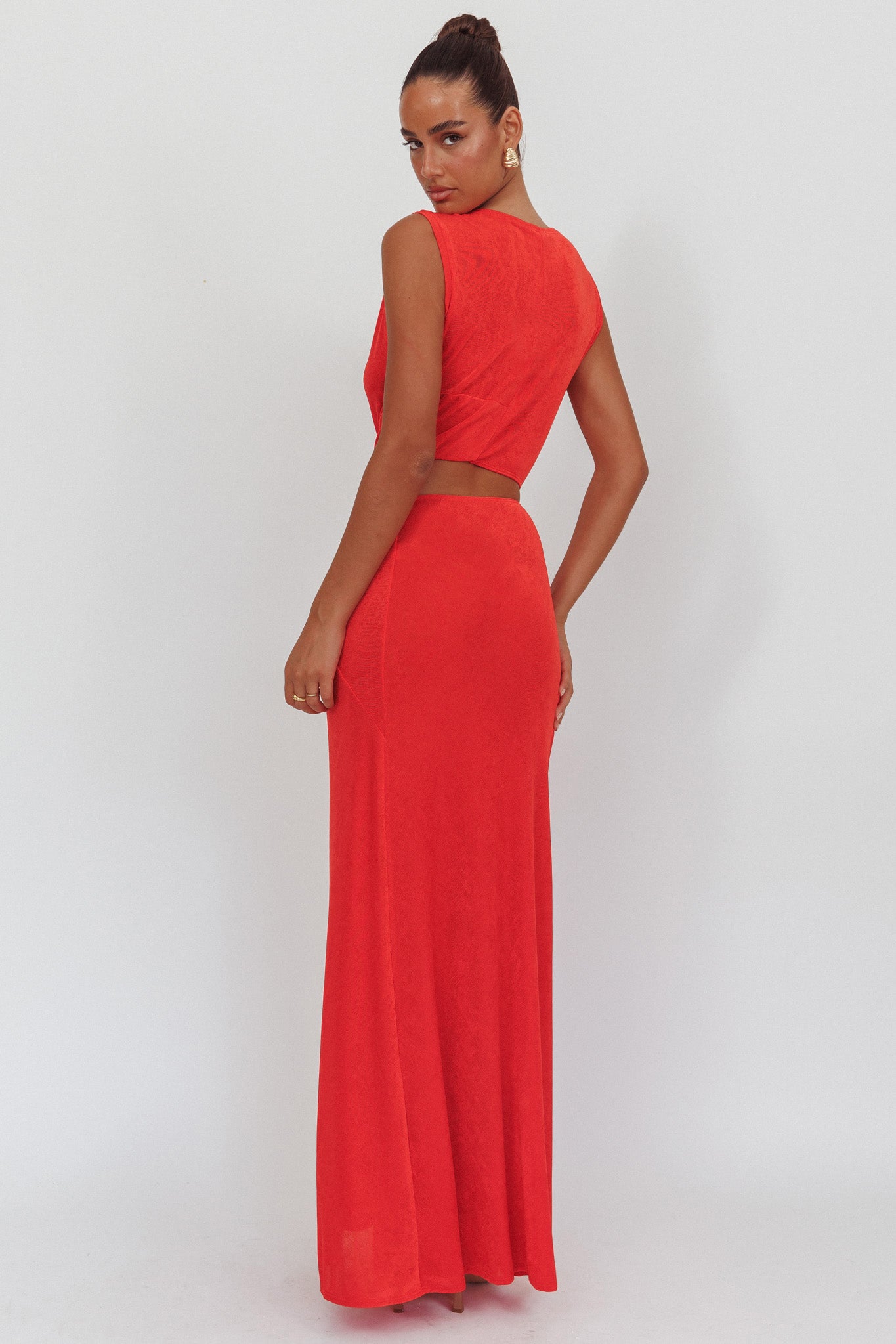 Mimosa Twist Waist Maxi Dress Coral by Selfie Leslie