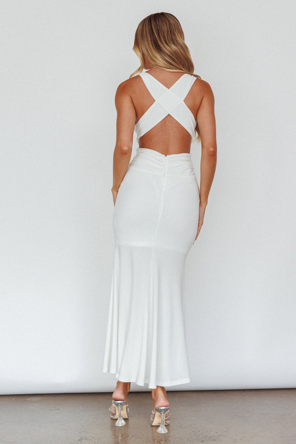 Alethia Cross Back Midi Dress White by Selfie Leslie