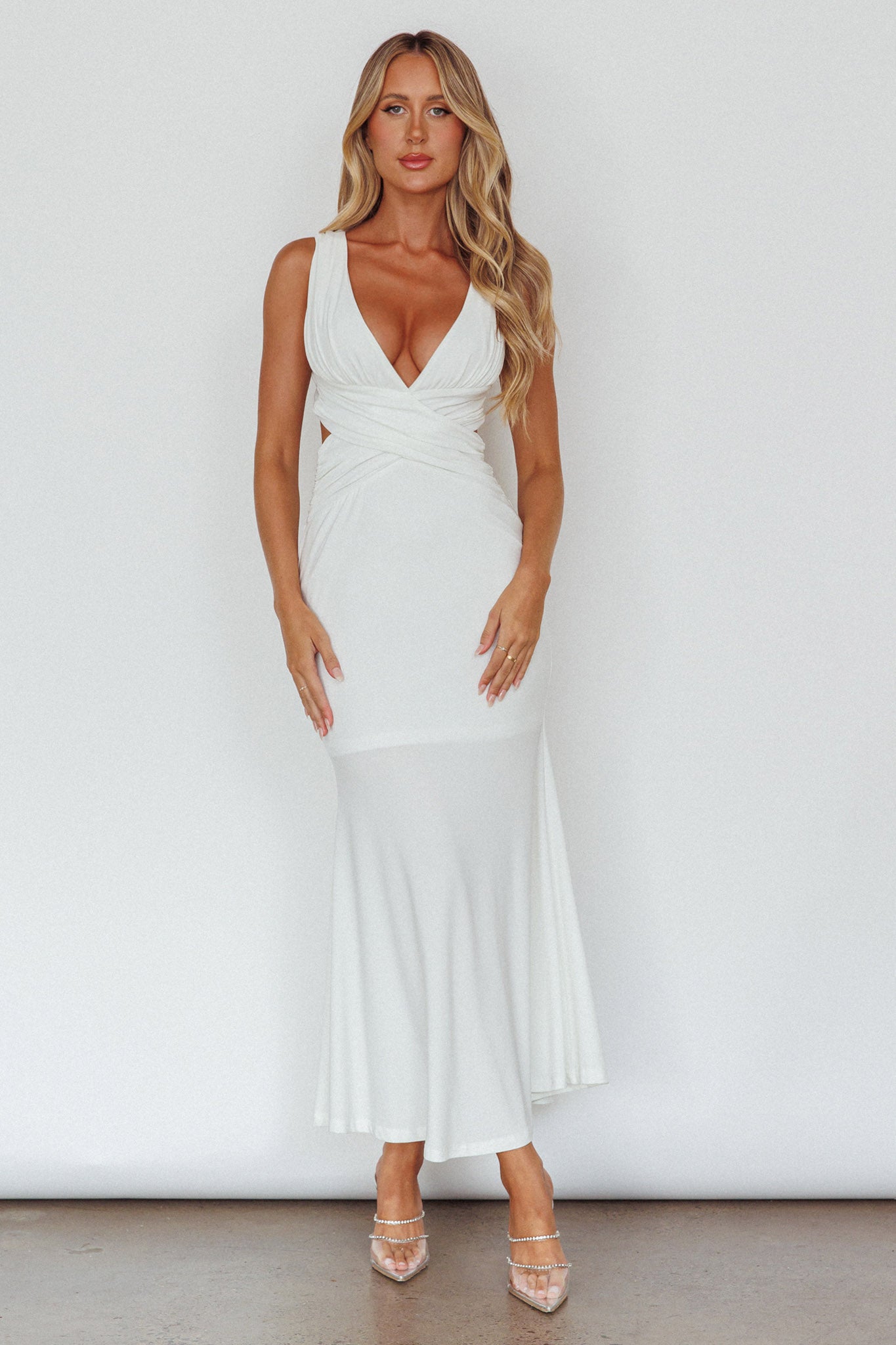 Alethia Cross Back Midi Dress White by Selfie Leslie