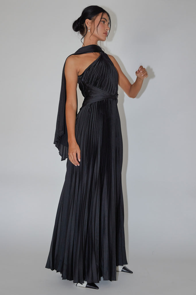 Shop the Laxmi Accordion Pleat Maxi Dress Black
