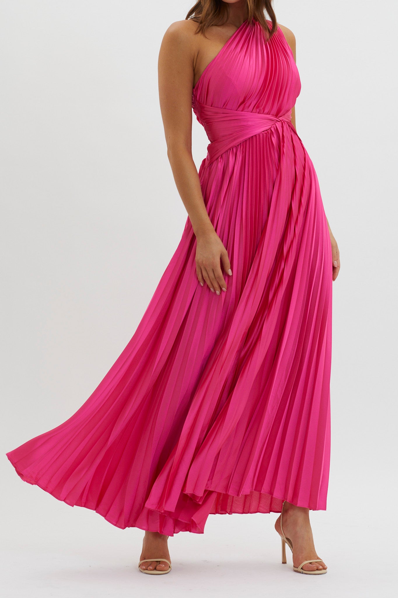 Shop the Laxmi Accordion Pleat Maxi Dress Fuchsia Selfie Leslie