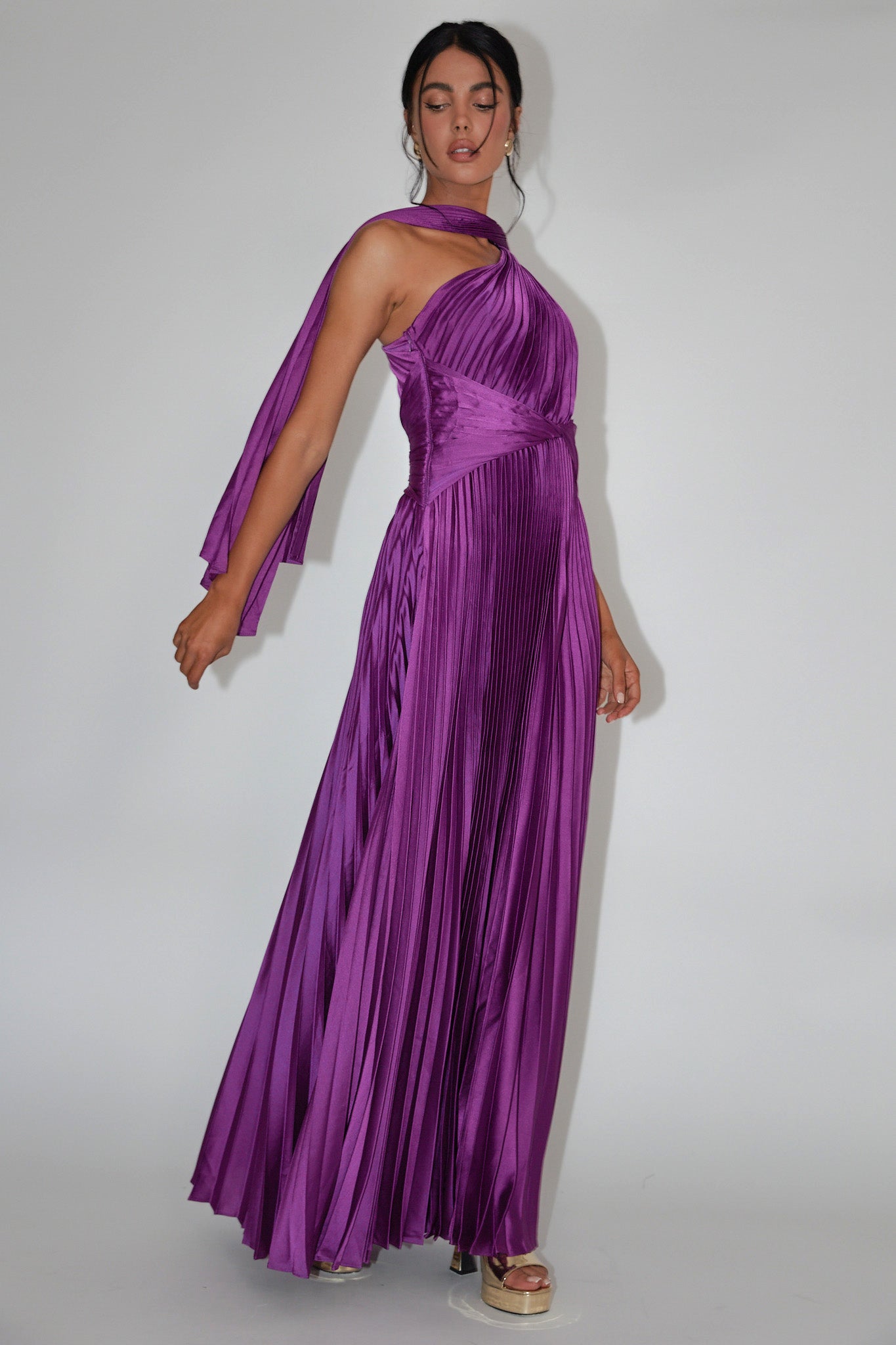 Oyemwen Holiday Collection Pleated Maxi Dress Purple/Blue main image 1
