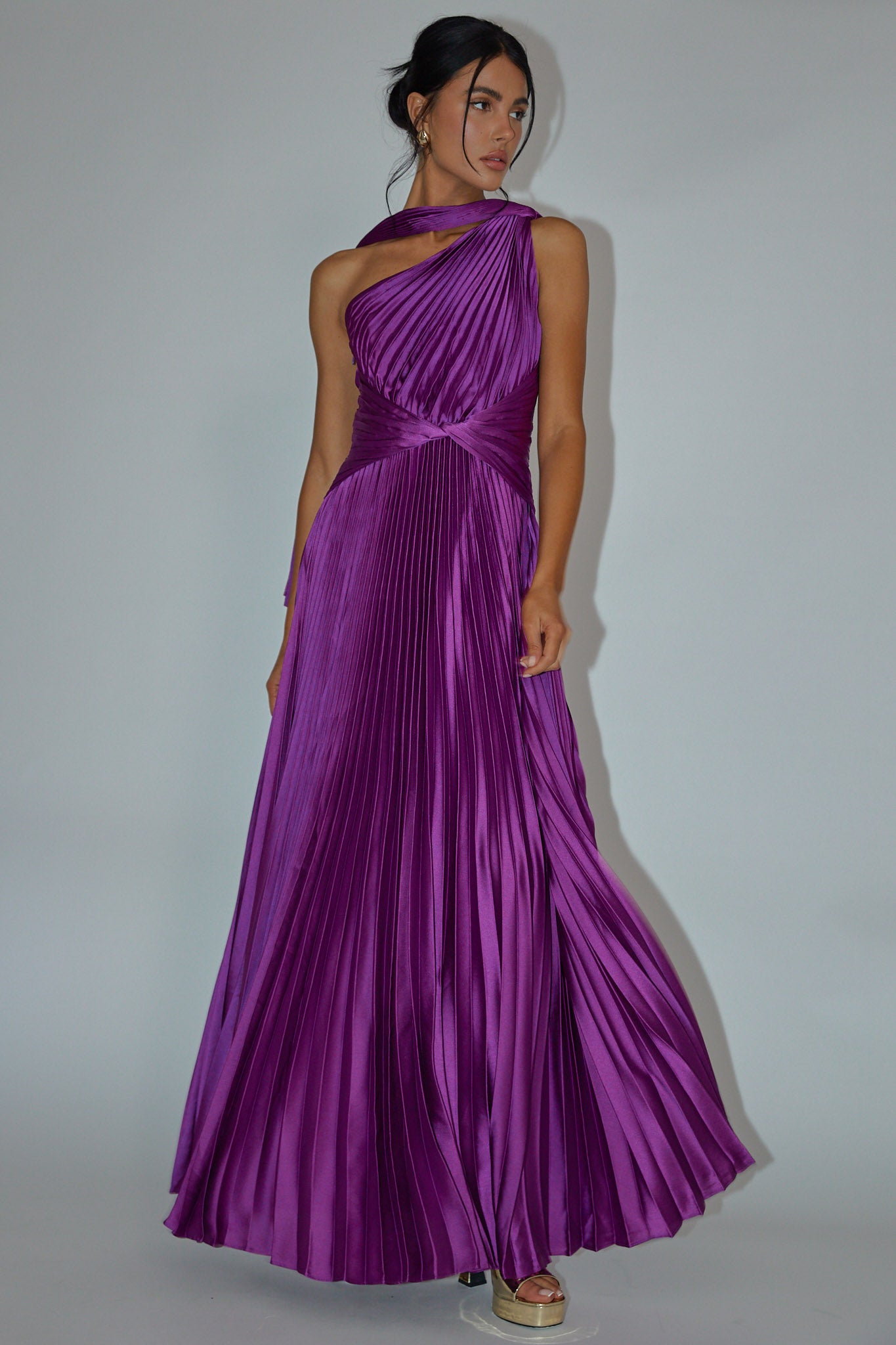 Laxmi Accordion Pleat Maxi Dress Purple– Selfie Leslie